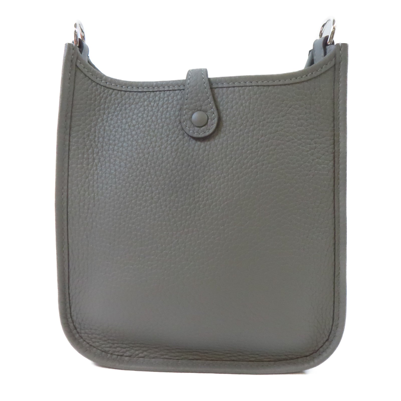 HERMES Clemence皮革Evelyne TPM銀扣肩背袋Gris Mayer灰色