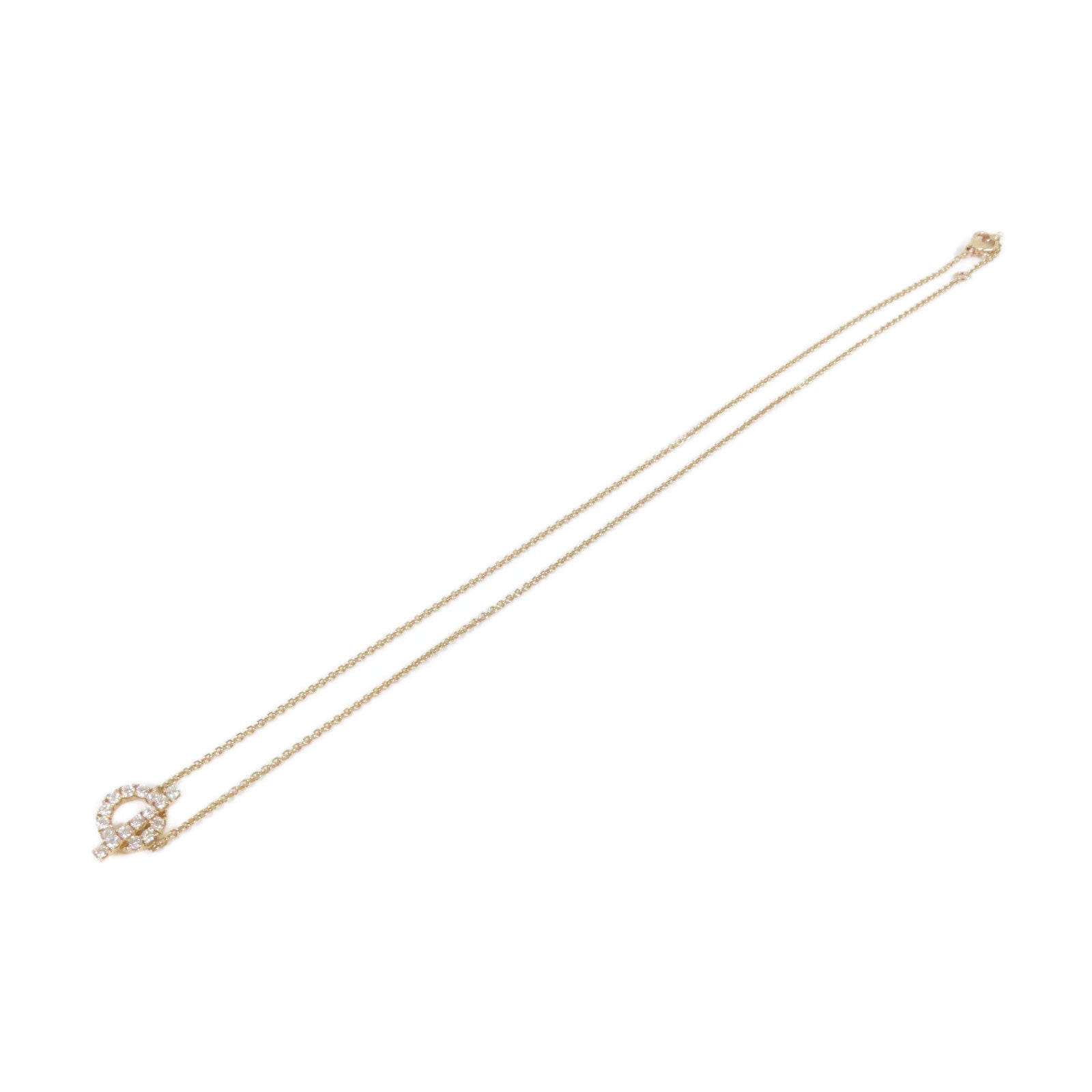 HERMES 18K玫瑰金Finesse Necklace 0.46ct鑽石項鍊#40cm