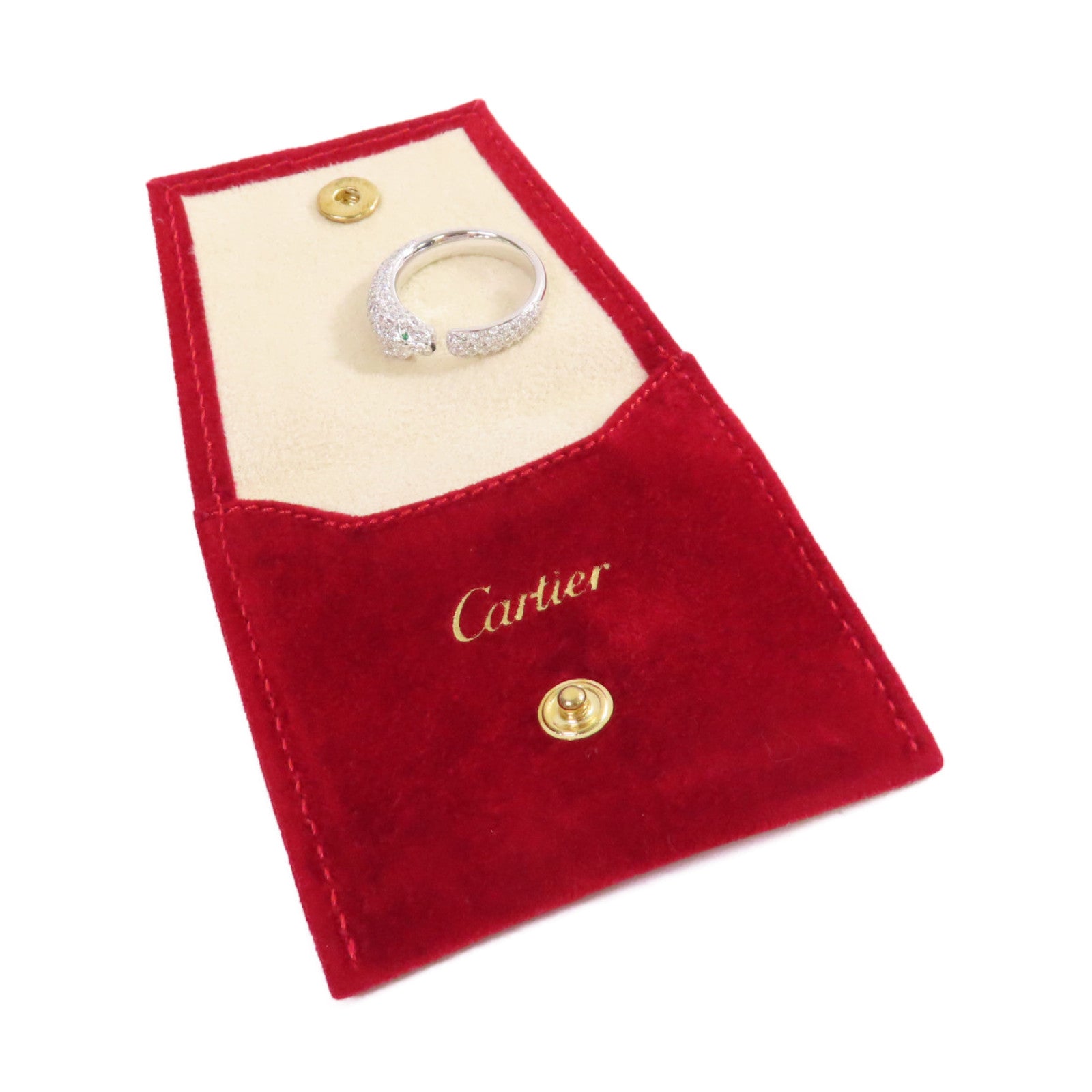 CARTIER 18K白金/鑽石Panthere De Cartier Diamond Ring戒指#58/US#8.25