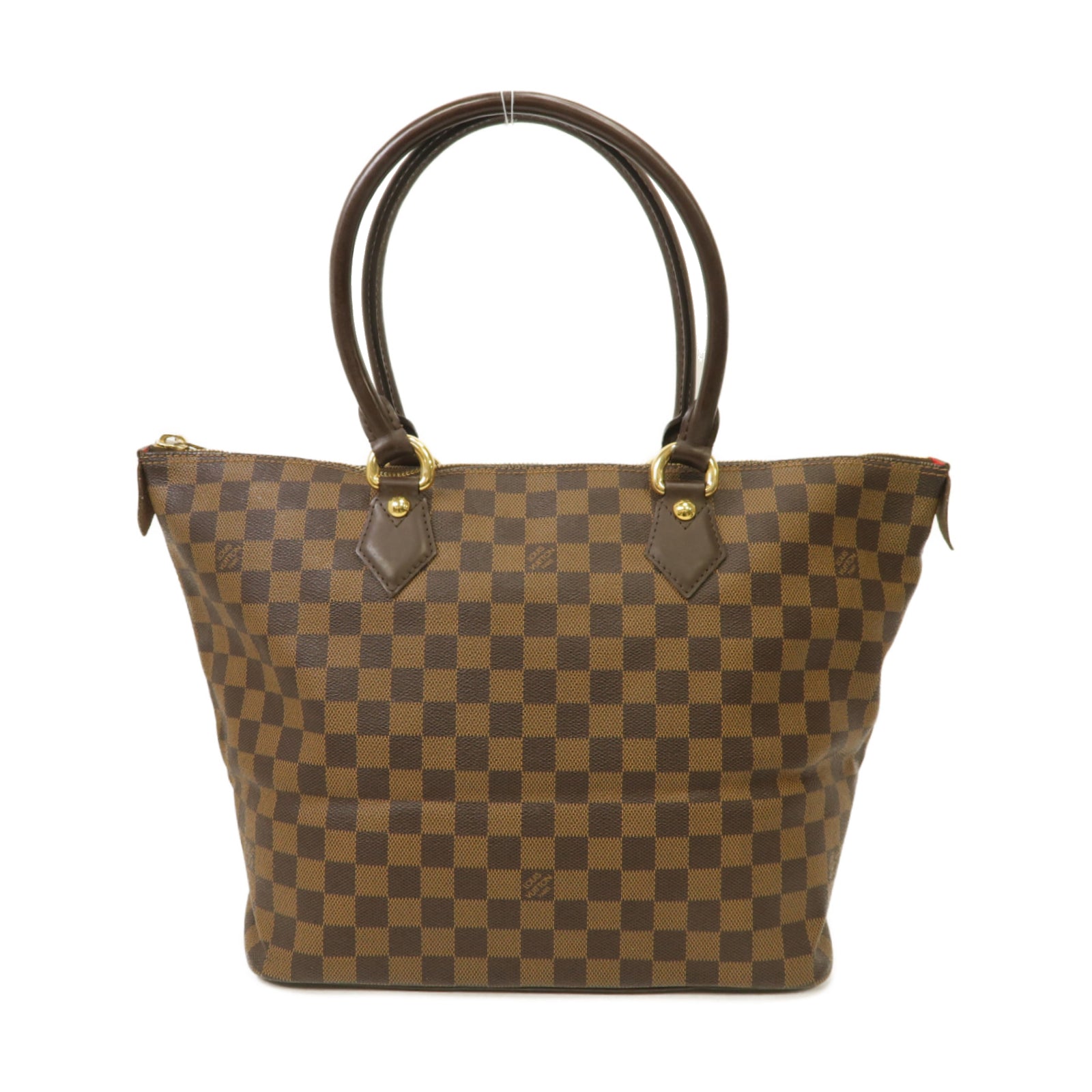LOUIS VUITTON Damier Saleya MM金扣肩背袋棕色