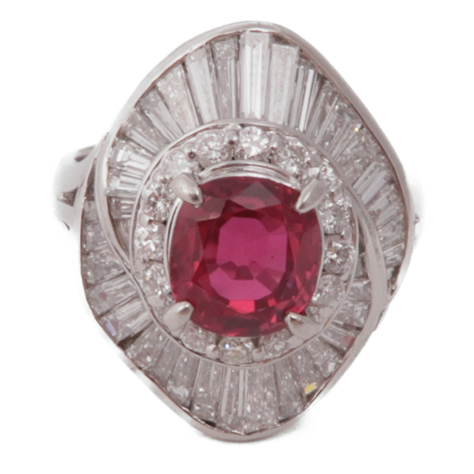 JEWELRY【激減優惠】 PT900鉑金Ruby Diamond Ring鑽石戒指US#6