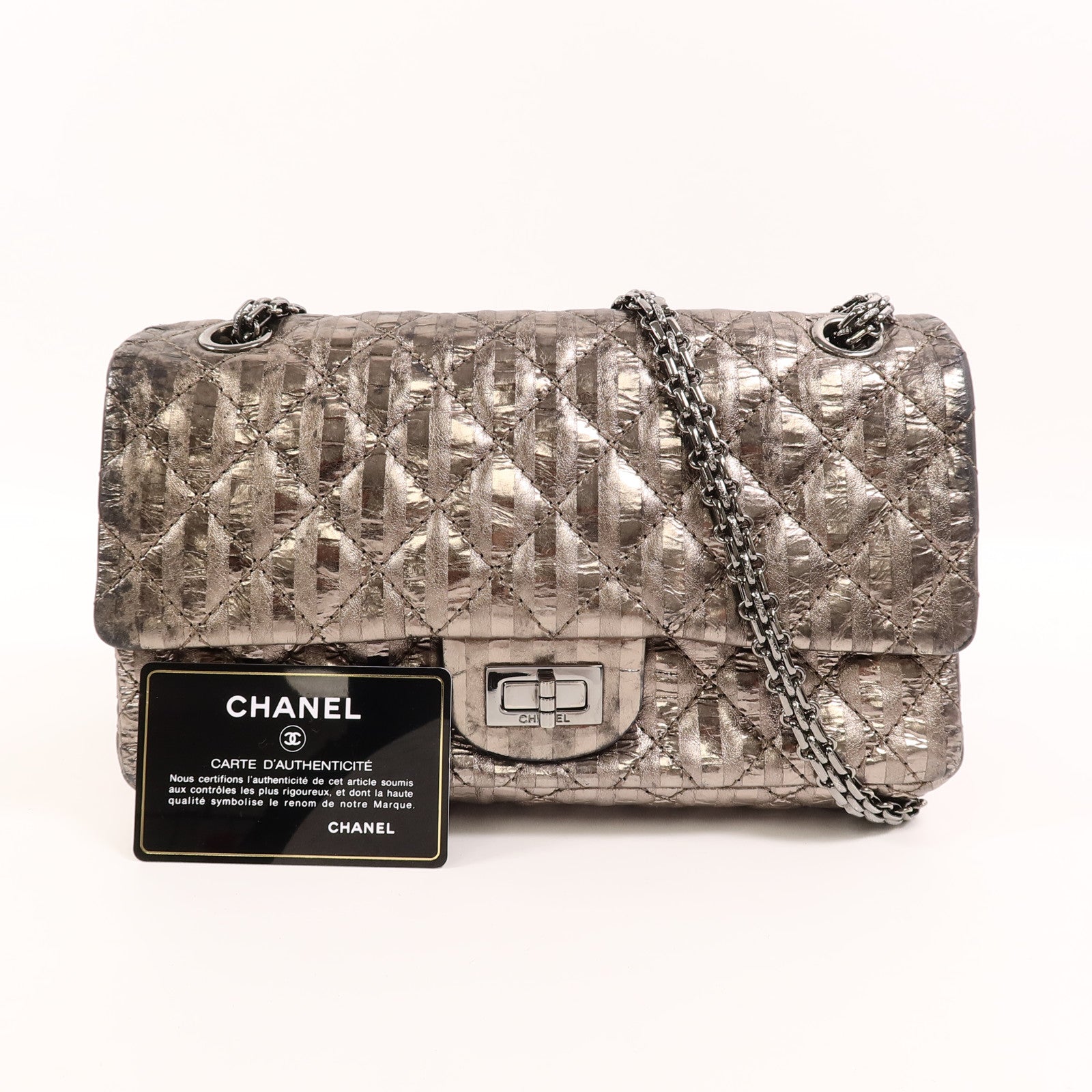CHANEL 牛皮皮革2.55 Medium鏈帶肩背袋