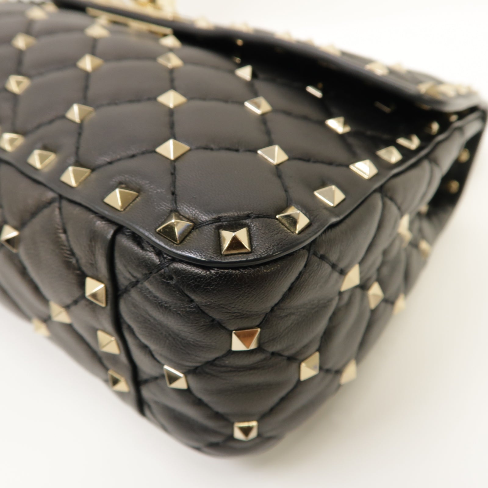 Valentino 牛皮皮革Garavani Rockstud Spike Bag金扣手挽肩背兩用袋黑色