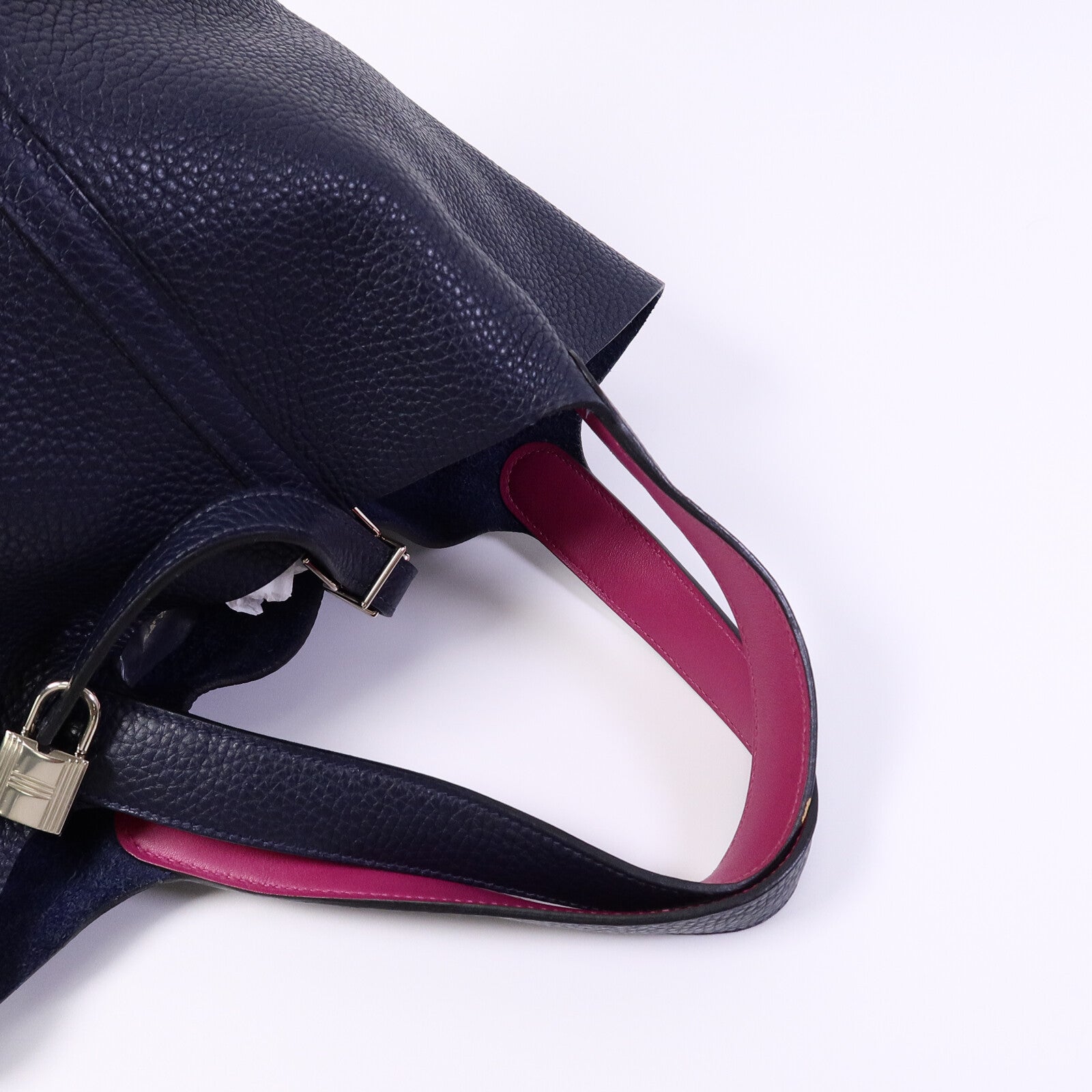 HERMES Clemence皮革Picotin MM扣手挽袋Bleu Nuit