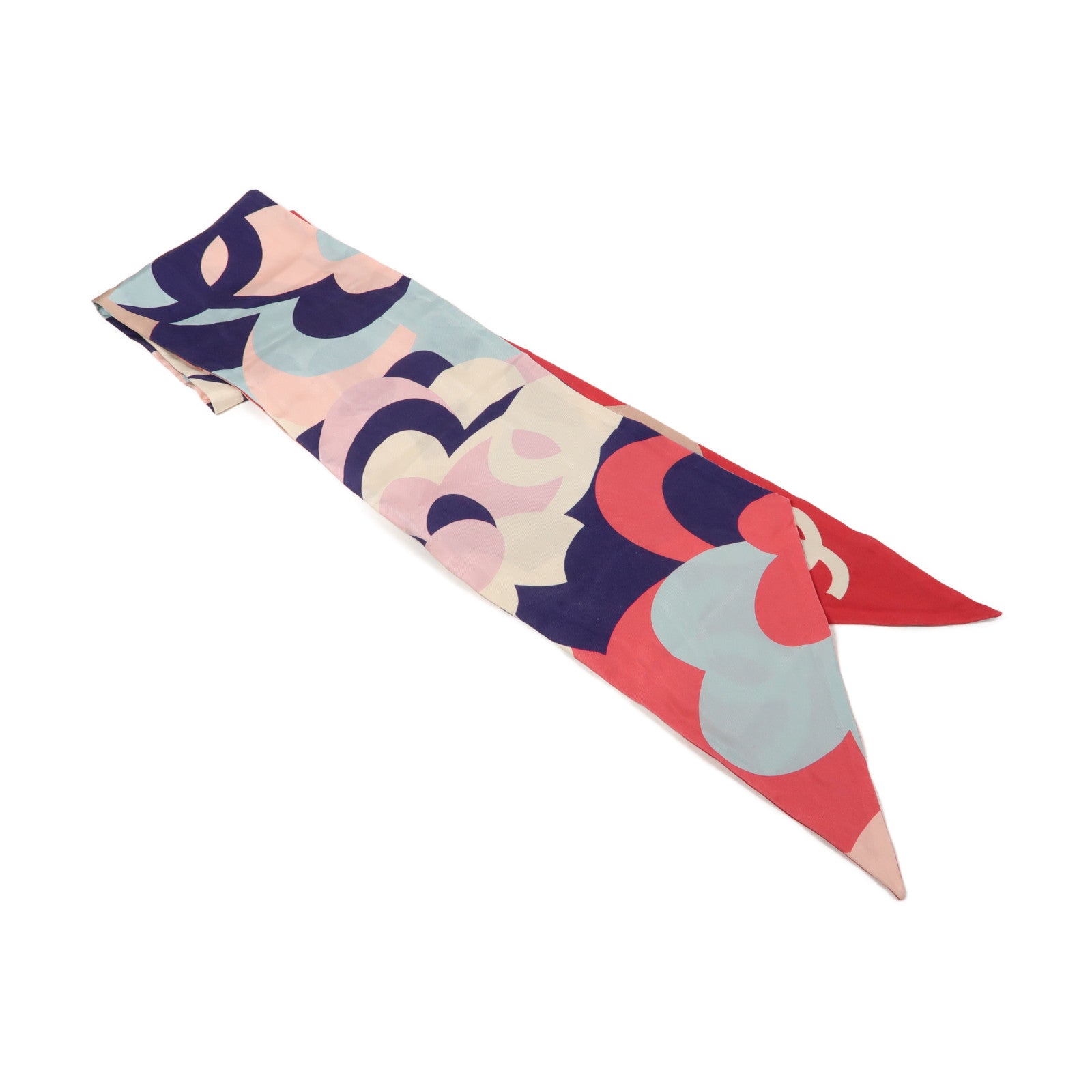 CHANEL 絲質Scarf圍巾粉紅色/藍色/白色