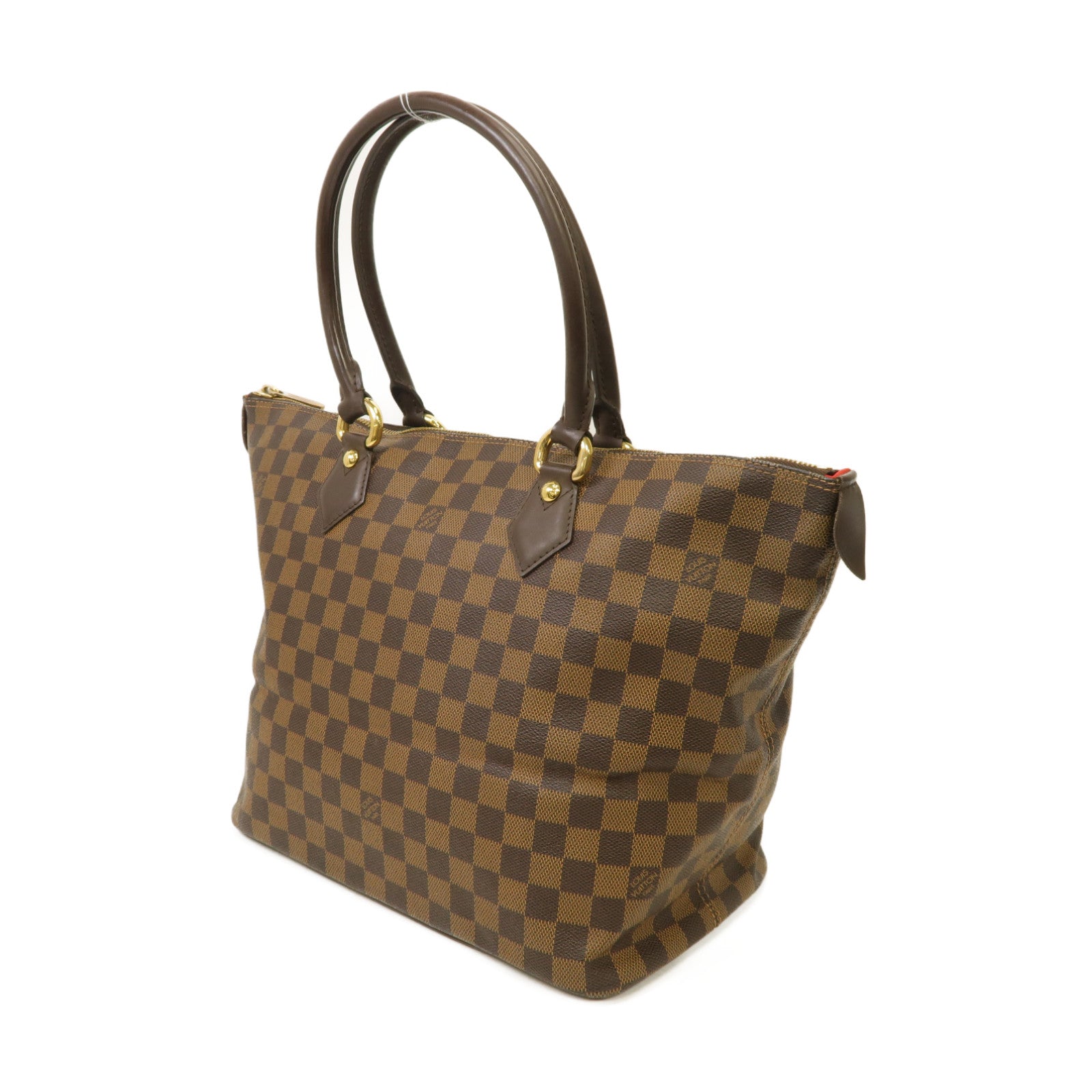 LOUIS VUITTON Damier Saleya MM金扣肩背袋棕色
