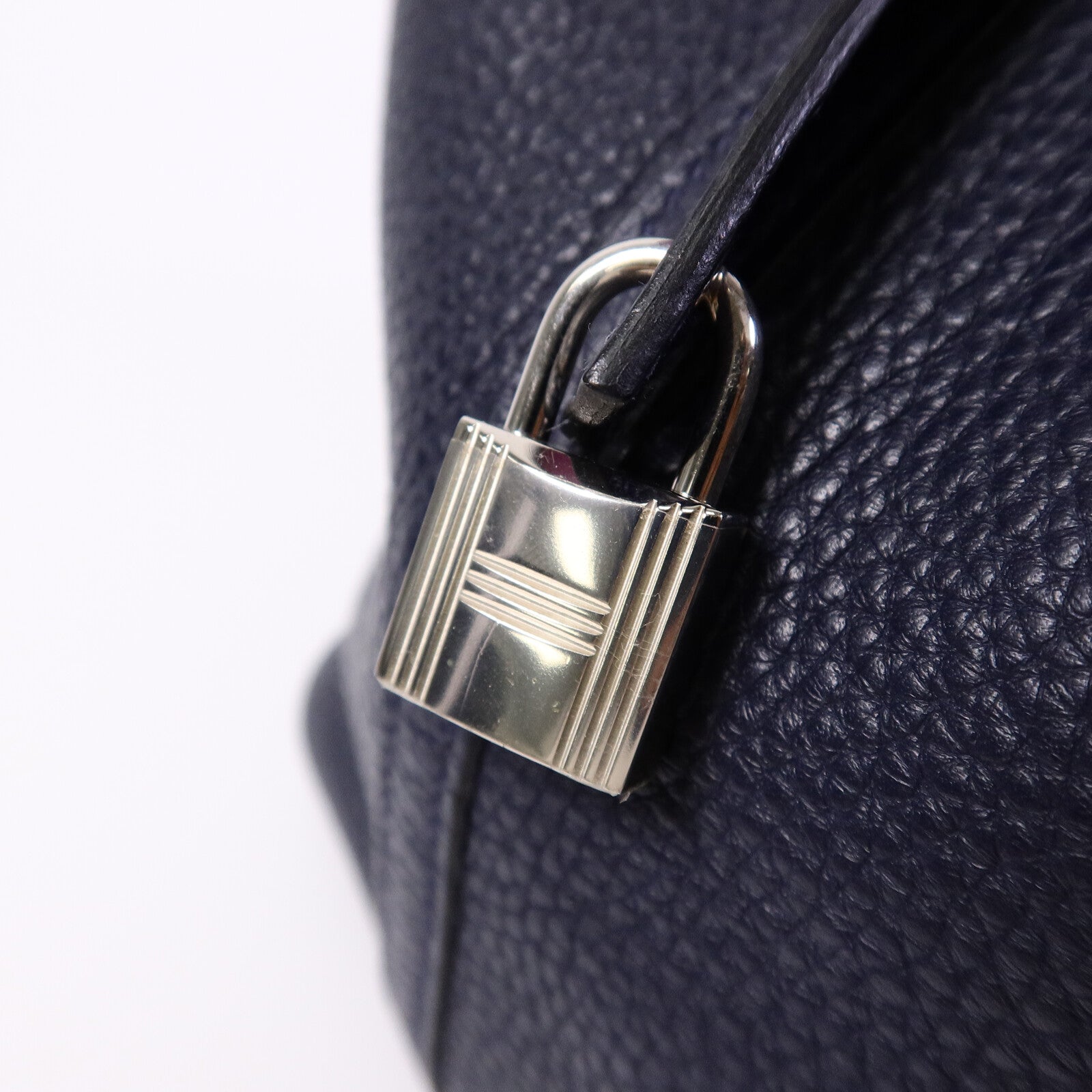 HERMES Clemence皮革Picotin MM扣手挽袋Bleu Nuit