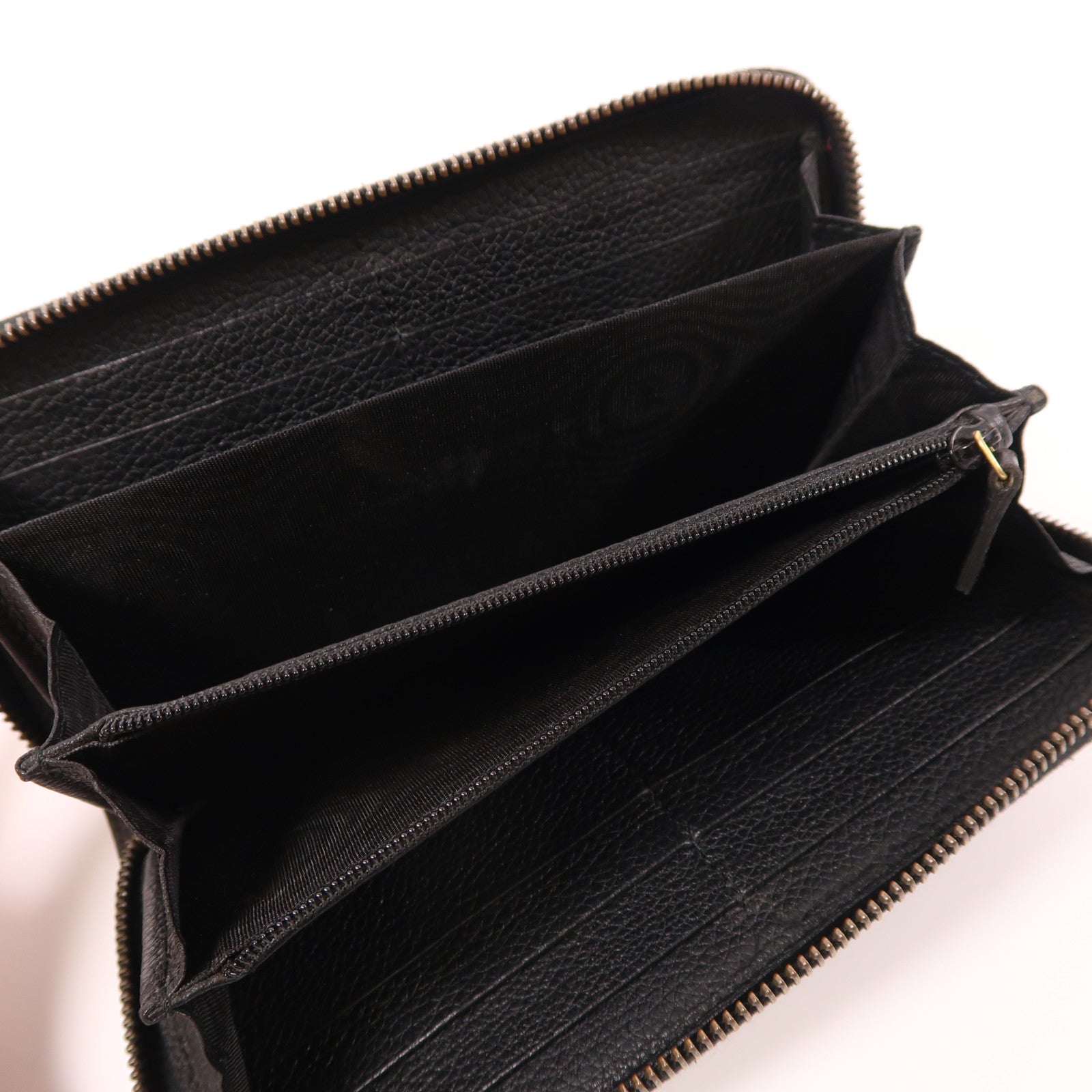 GUCCI GG GHW Long Wallet 496317 Calfskin Leather Black