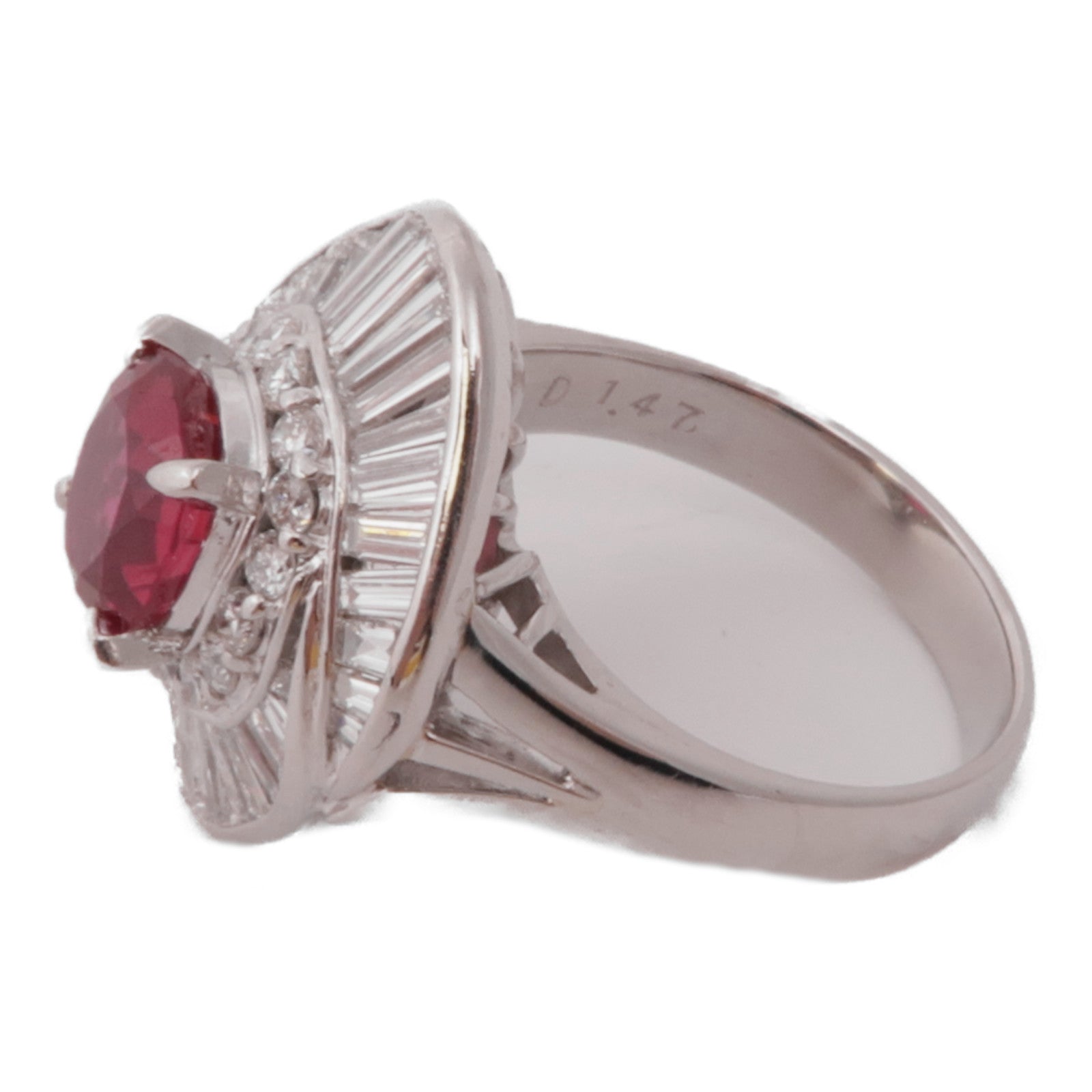 JEWELRY【激減優惠】 PT900鉑金Ruby Diamond Ring鑽石戒指US#6