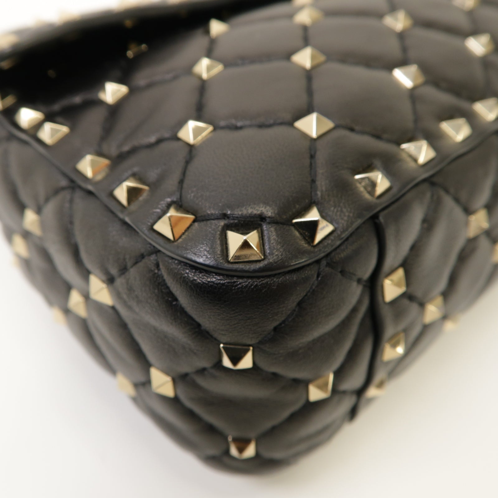 Valentino 牛皮皮革Garavani Rockstud Spike Bag金扣手挽肩背兩用袋黑色