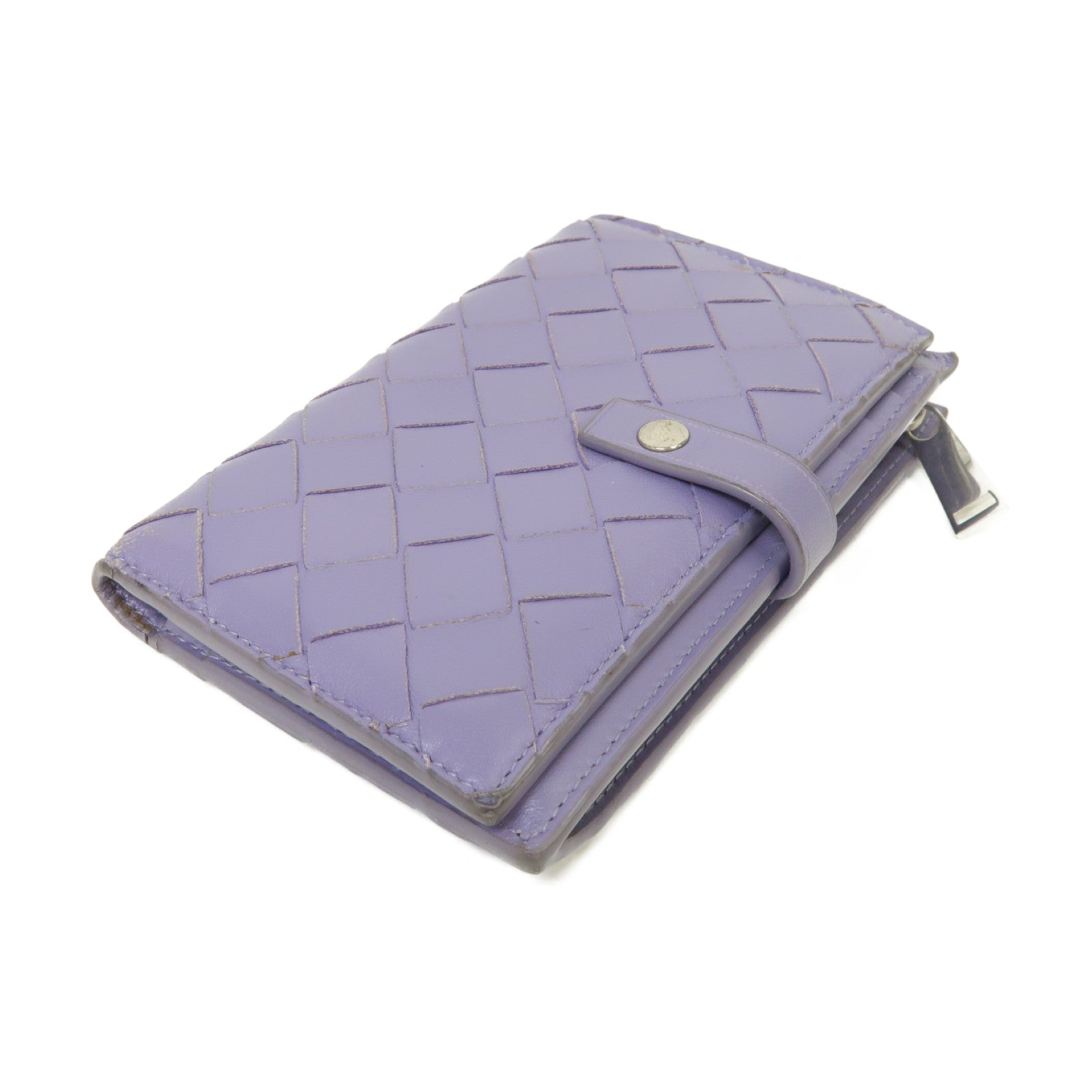 BOTTEGA VENETA 【激減優惠】皮革Wallet銀扣錢包紫色