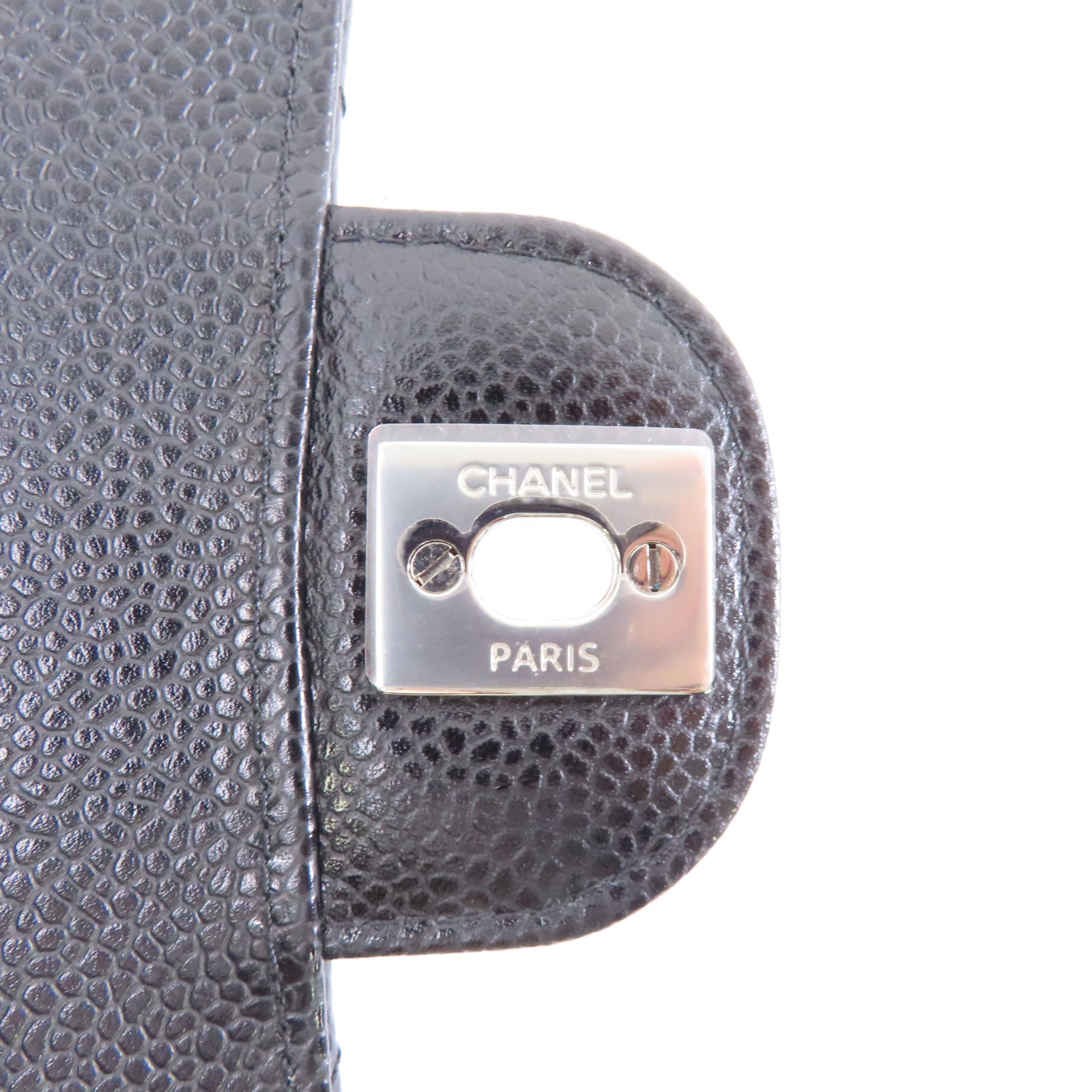 CHANEL 菱格牛皮皮革Classic 25銀扣鏈帶肩背袋黑色