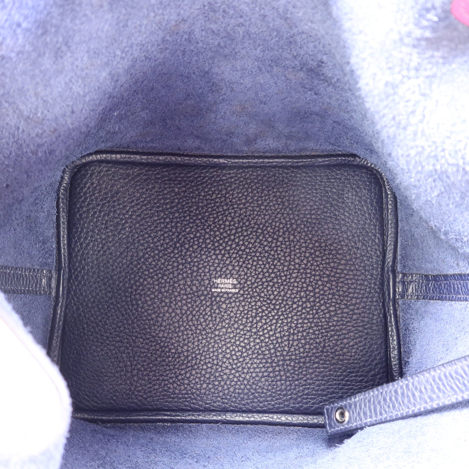 HERMES Clemence皮革Picotin MM扣手挽袋Bleu Nuit