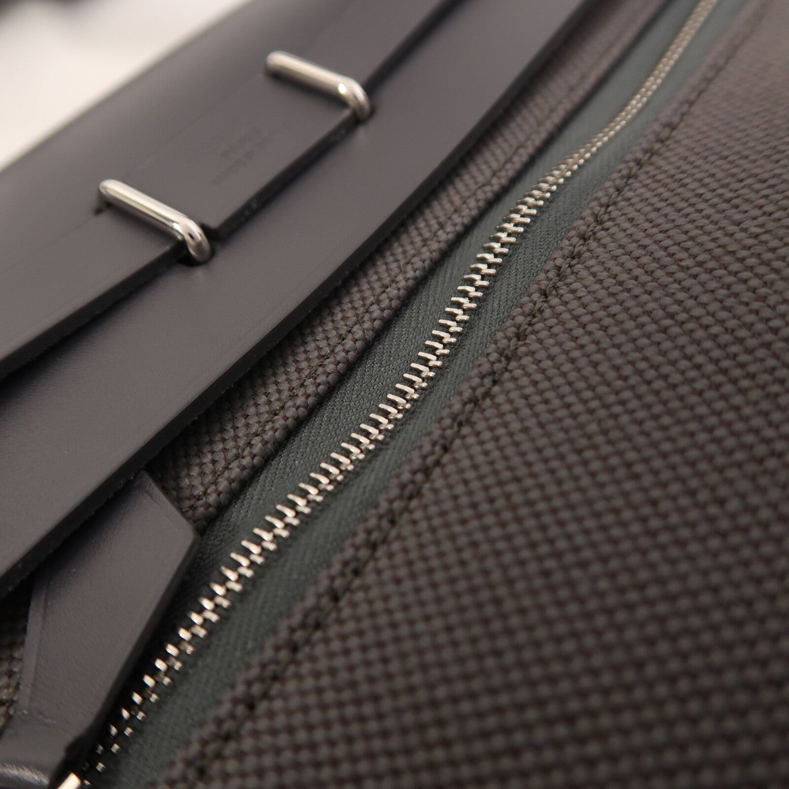 HERMES 帆布Mini Herbag銀扣肩背袋Ardoise