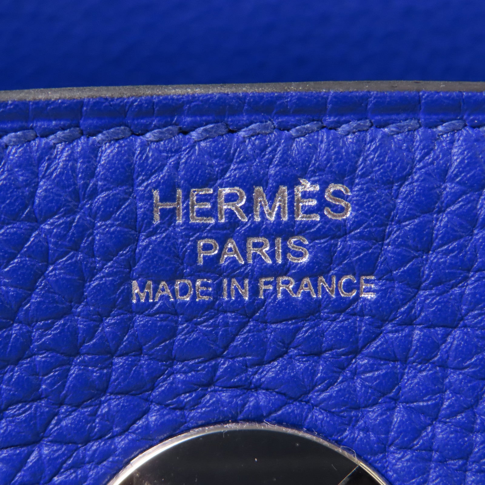 HERMES Clemence皮革Lindy 26銀扣肩背袋Bleu Royal