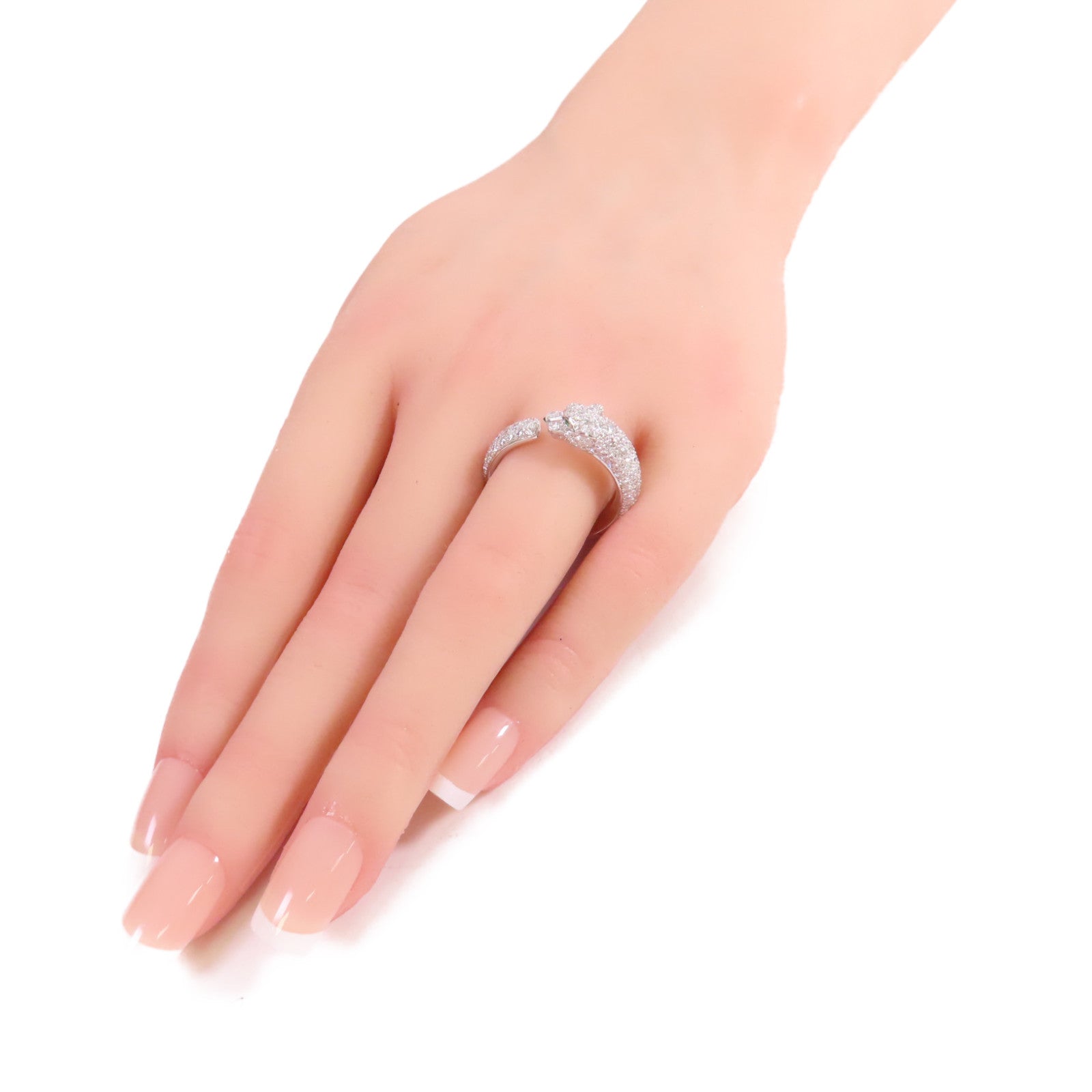 CARTIER 18K白金/鑽石Panthere De Cartier Diamond Ring戒指#58/US#8.25