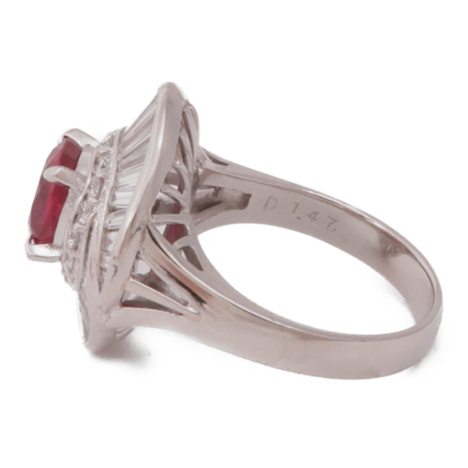 JEWELRY【激減優惠】 PT900鉑金Ruby Diamond Ring鑽石戒指US#6