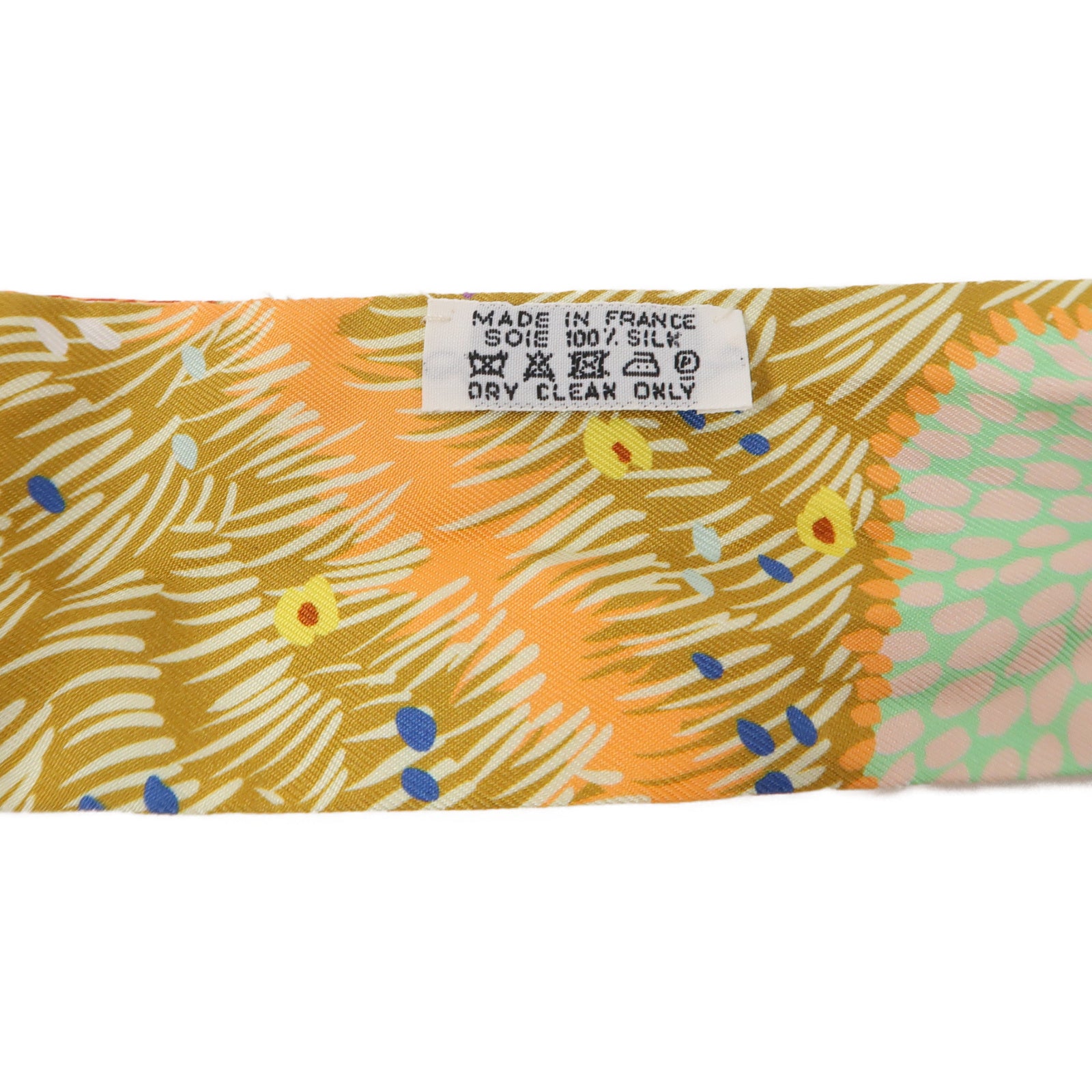 HERMES 絲質Twilly絲巾黃色/橙色/藍色
