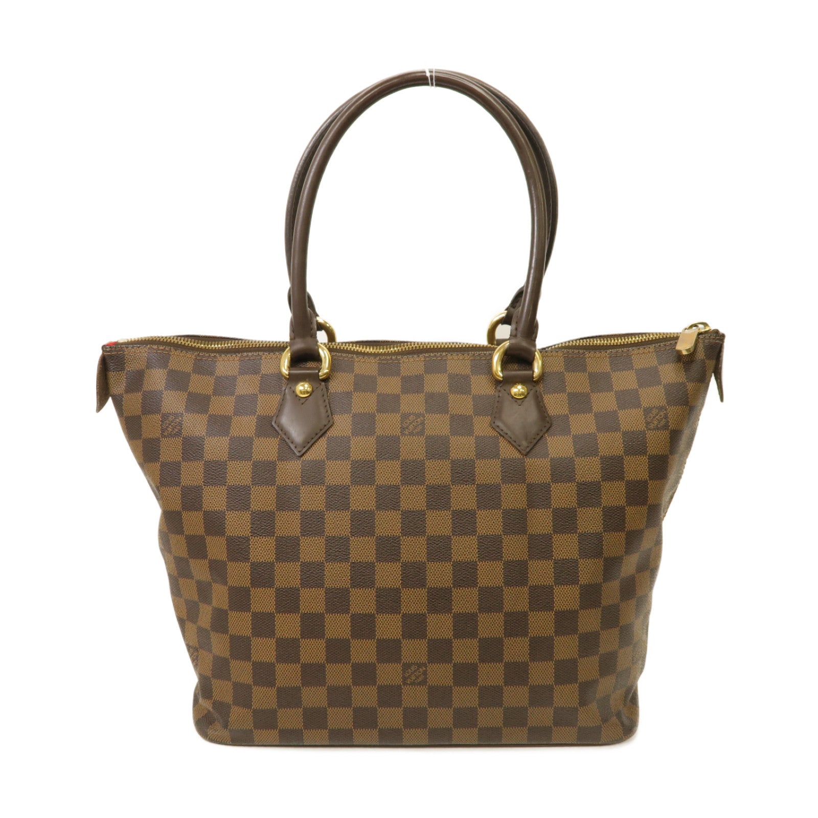 LOUIS VUITTON Damier Saleya MM金扣肩背袋棕色