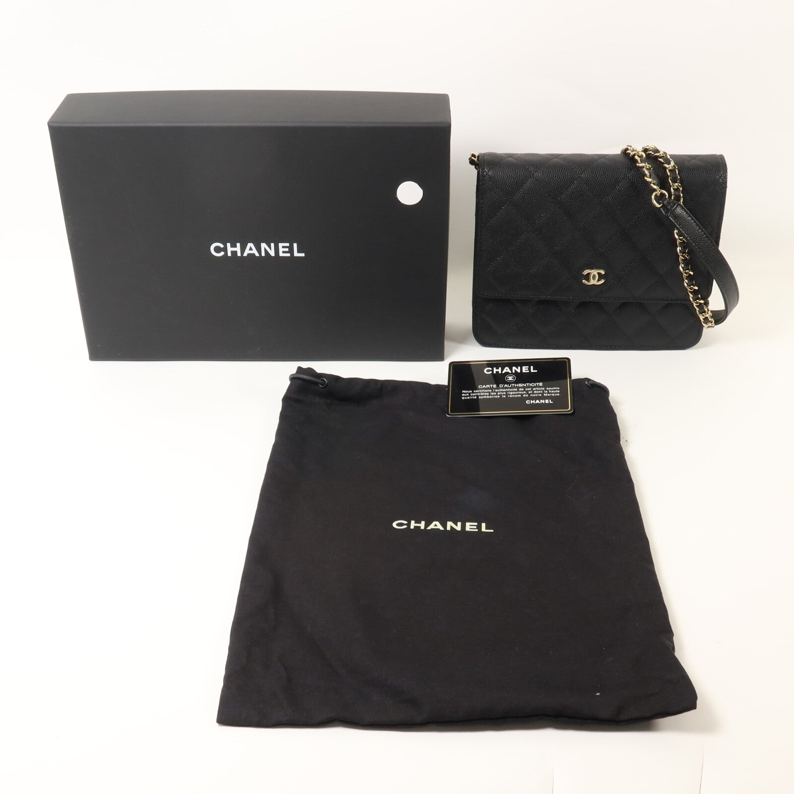 CHANEL 牛皮皮革Wallet On Chain鏈帶肩背袋