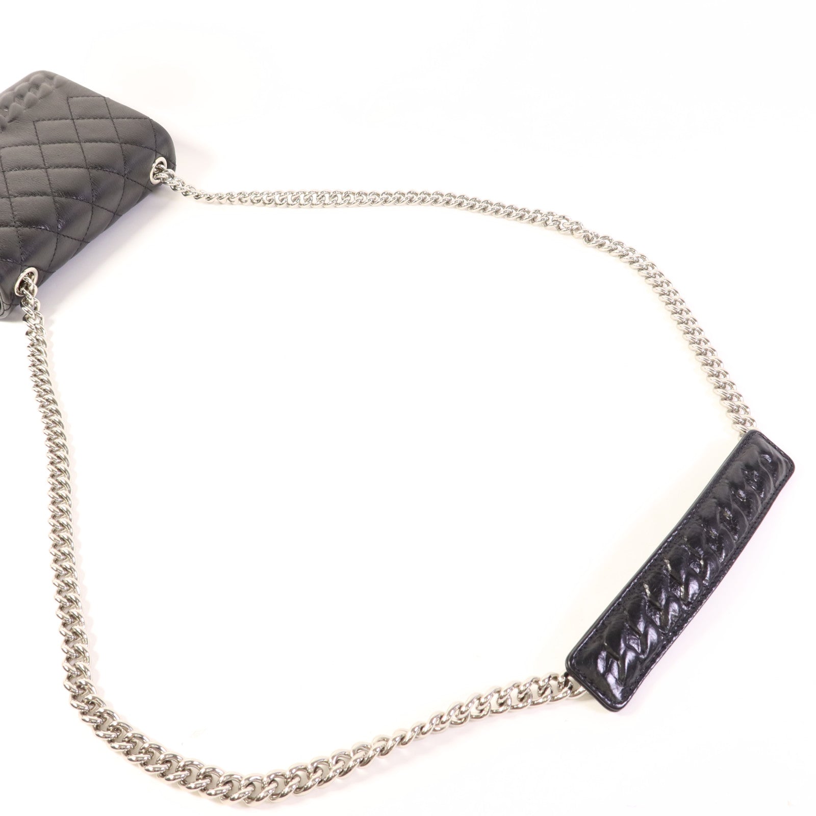 CHANEL 牛皮皮革Chain Shoulder銀扣鏈帶肩背袋