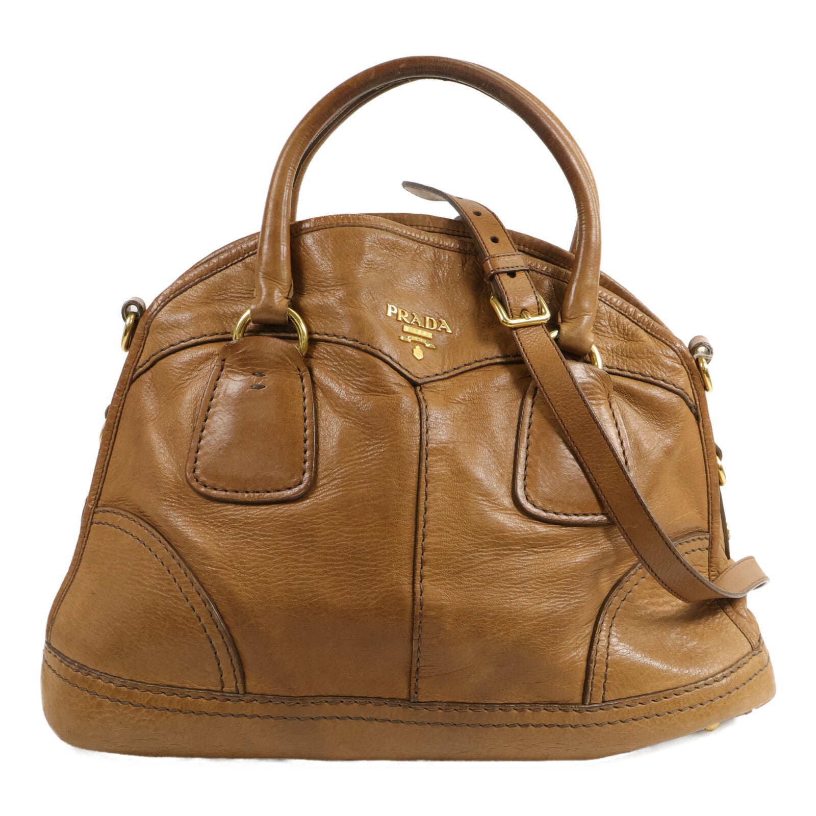 PRADA 鹿皮皮革Cervo Shine Bauletto手挽肩背兩用袋