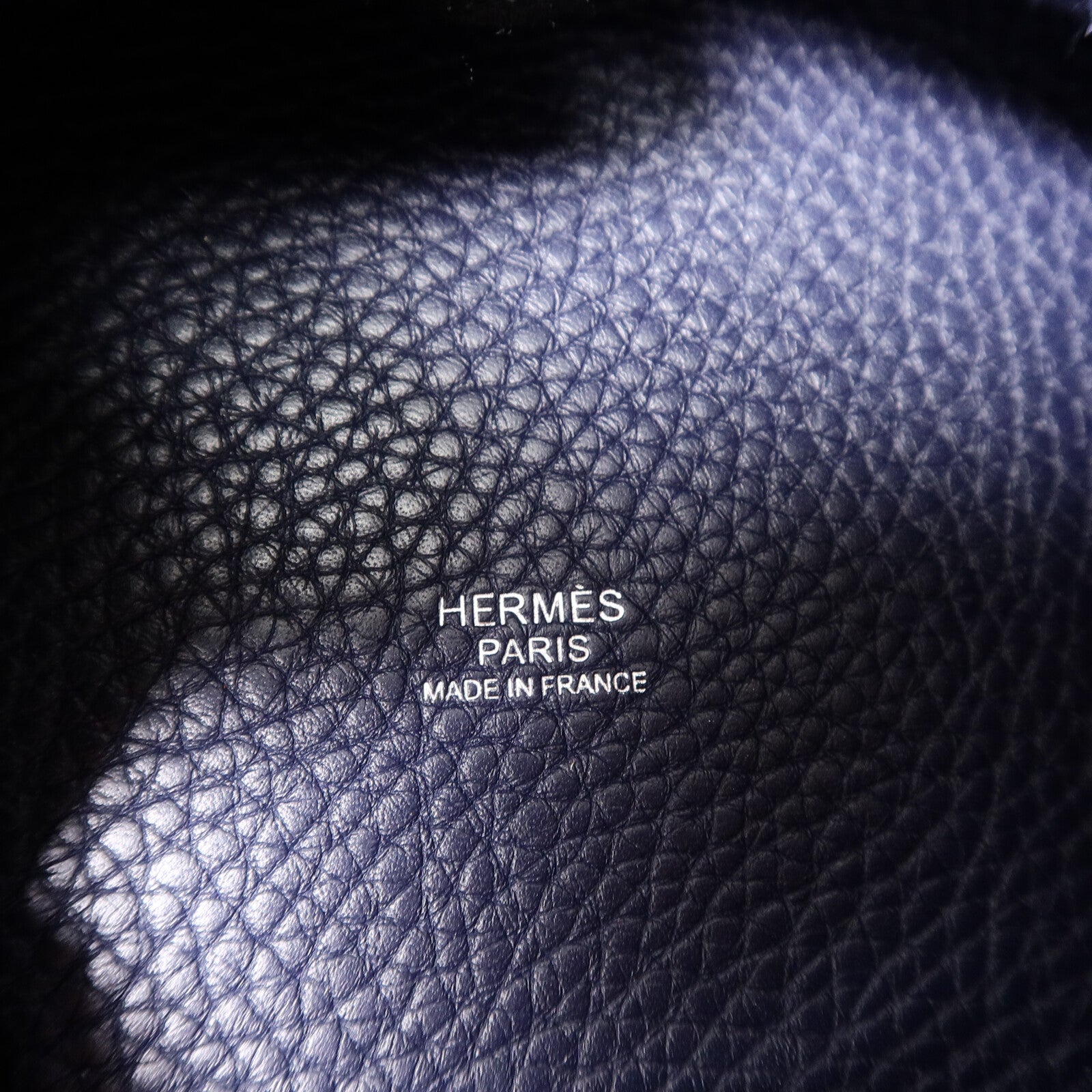 HERMES Clemence皮革Picotin MM扣手挽袋Bleu Nuit