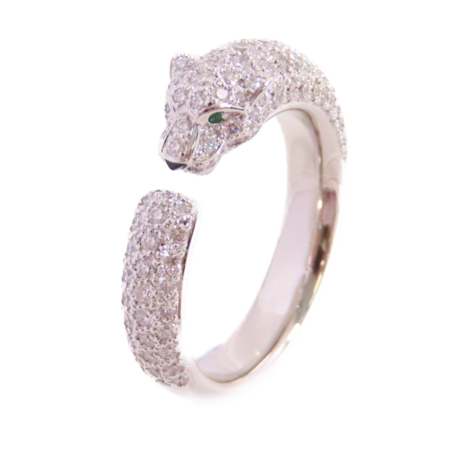CARTIER 18K白金/鑽石Panthere De Cartier Diamond Ring戒指#58/US#8.25