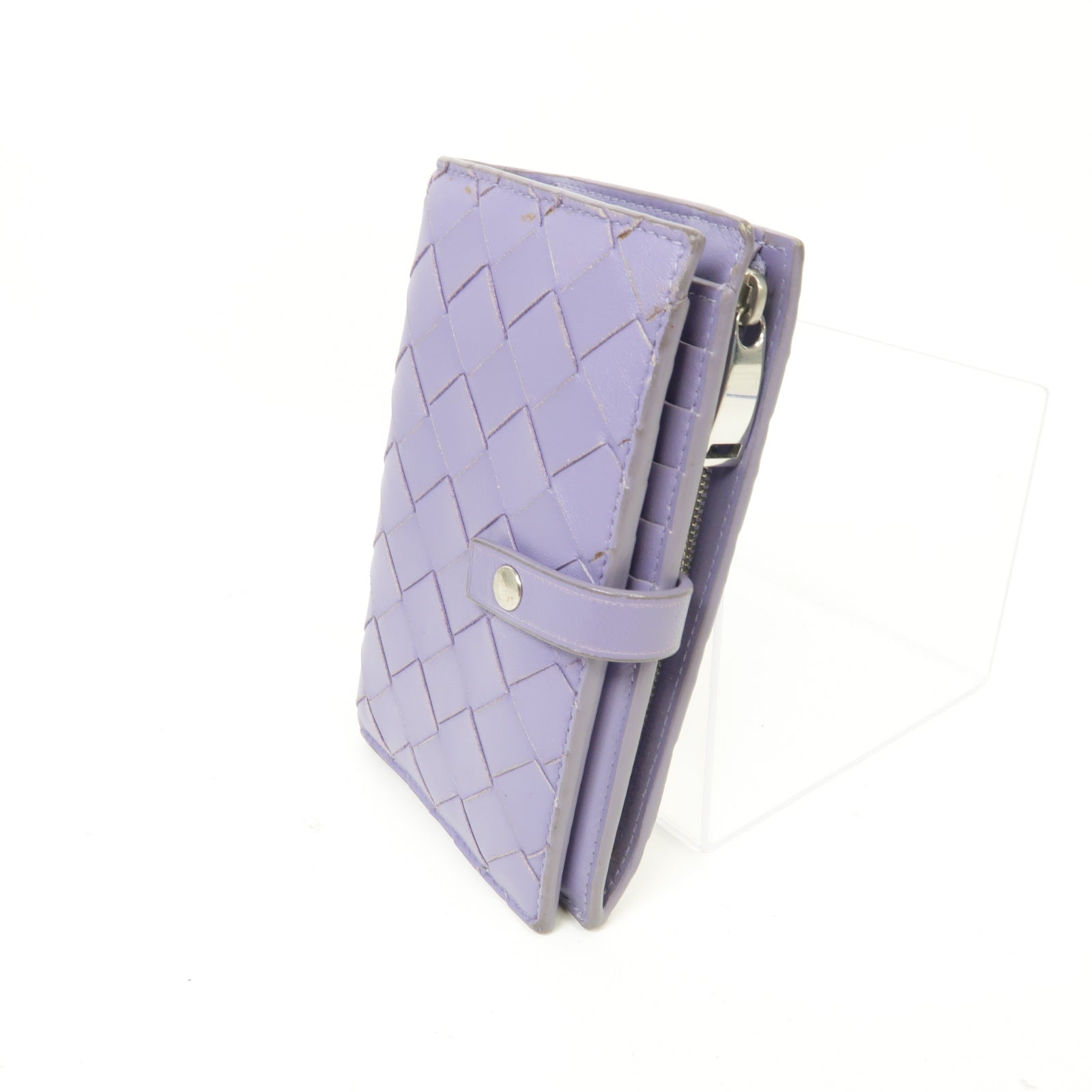 BOTTEGA VENETA 【激減優惠】皮革Wallet銀扣錢包紫色