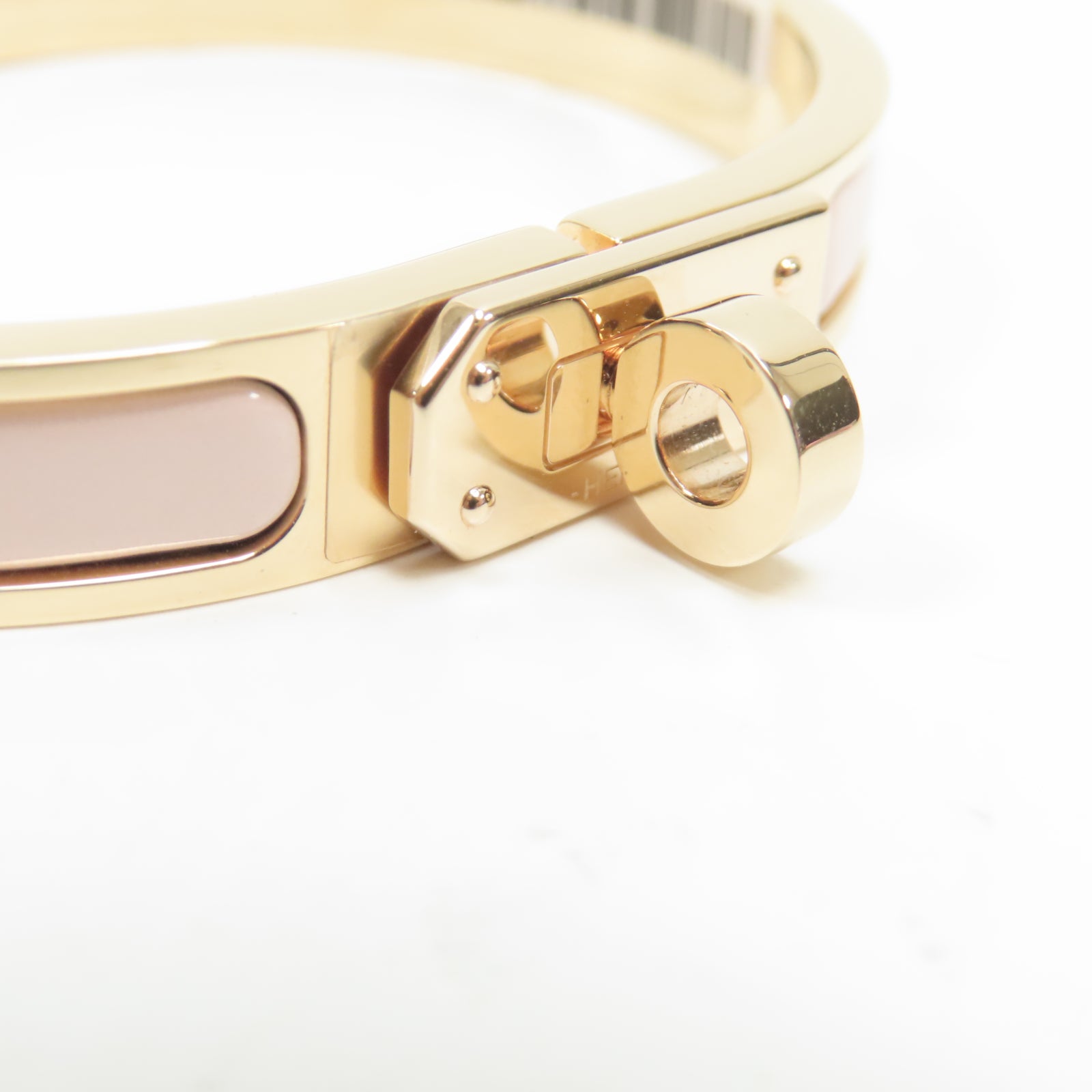 HERMES 金屬Mini Clic Kelly Bracelet手鐲Rose Sakura 櫻花粉