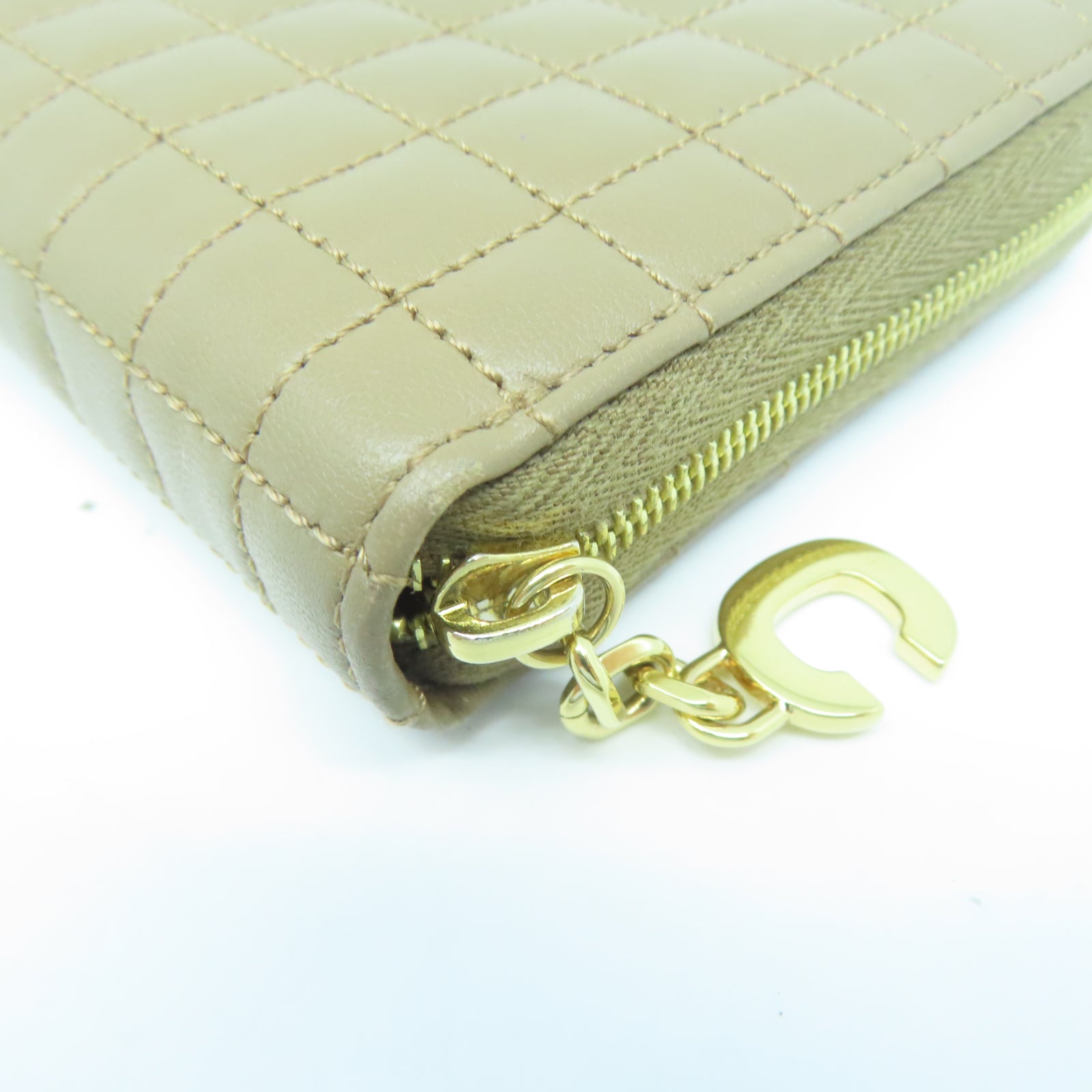 CELINE 【清倉大減價】牛皮皮革Wallet金扣長錢包米色