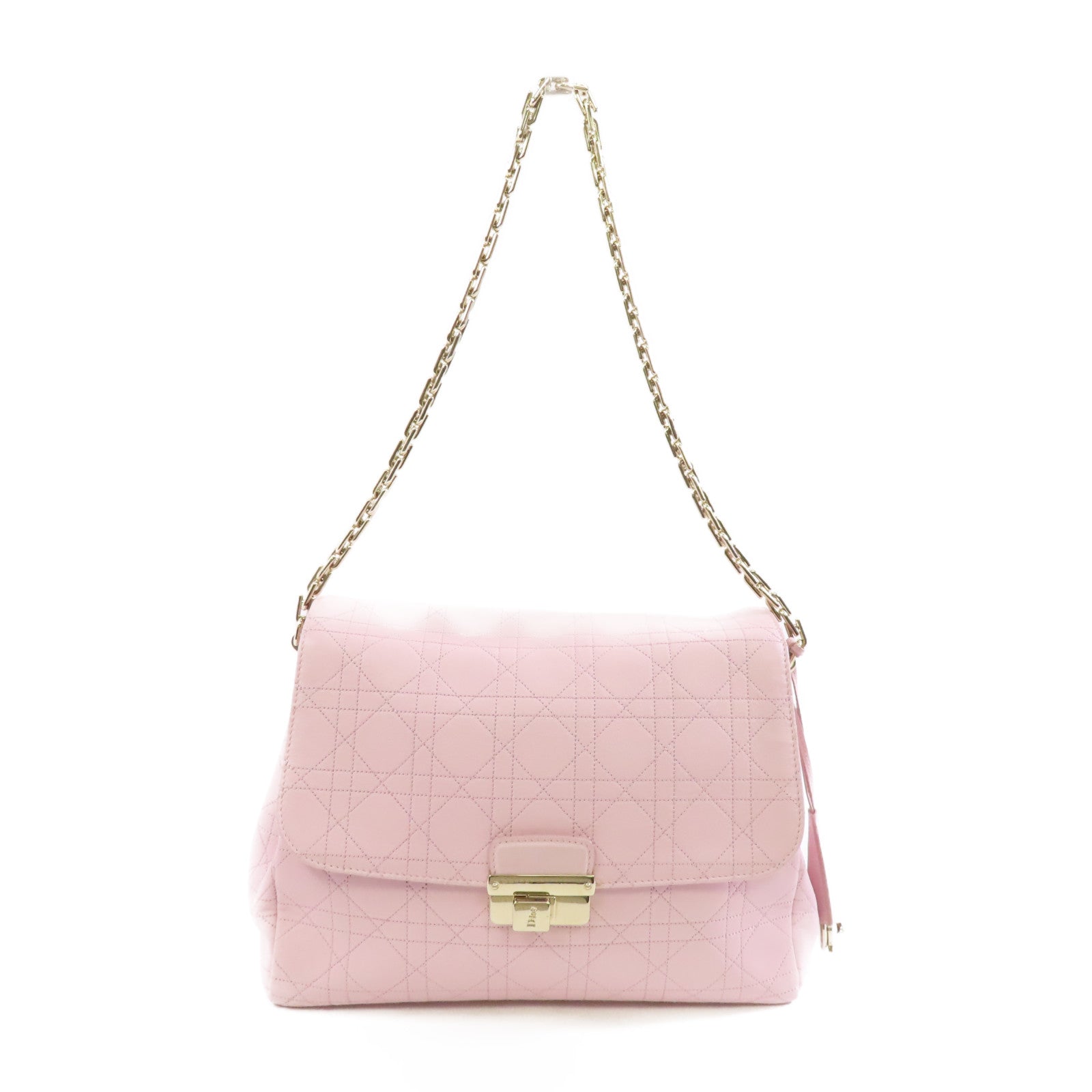 Dior 牛皮皮革Chain Shoulder Bag金扣鏈帶肩背袋粉紅色