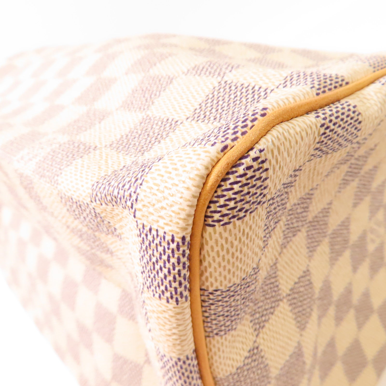 LOUIS VUITTON Damier Azur Speedy 30金扣手挽袋白色