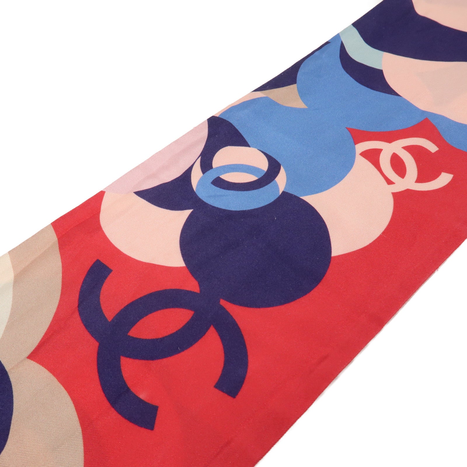 CHANEL 絲質Scarf圍巾粉紅色/藍色/白色