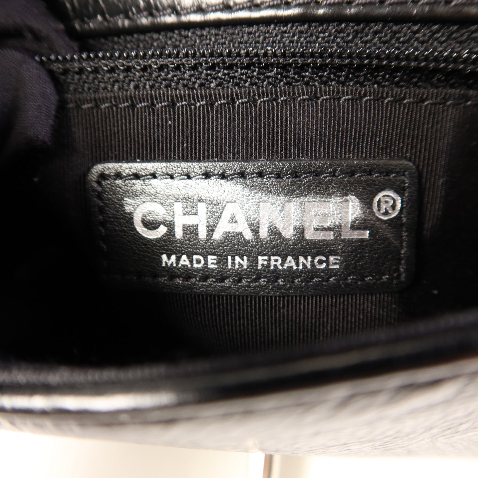 CHANEL 牛皮皮革Chain Shoulder銀扣鏈帶肩背袋