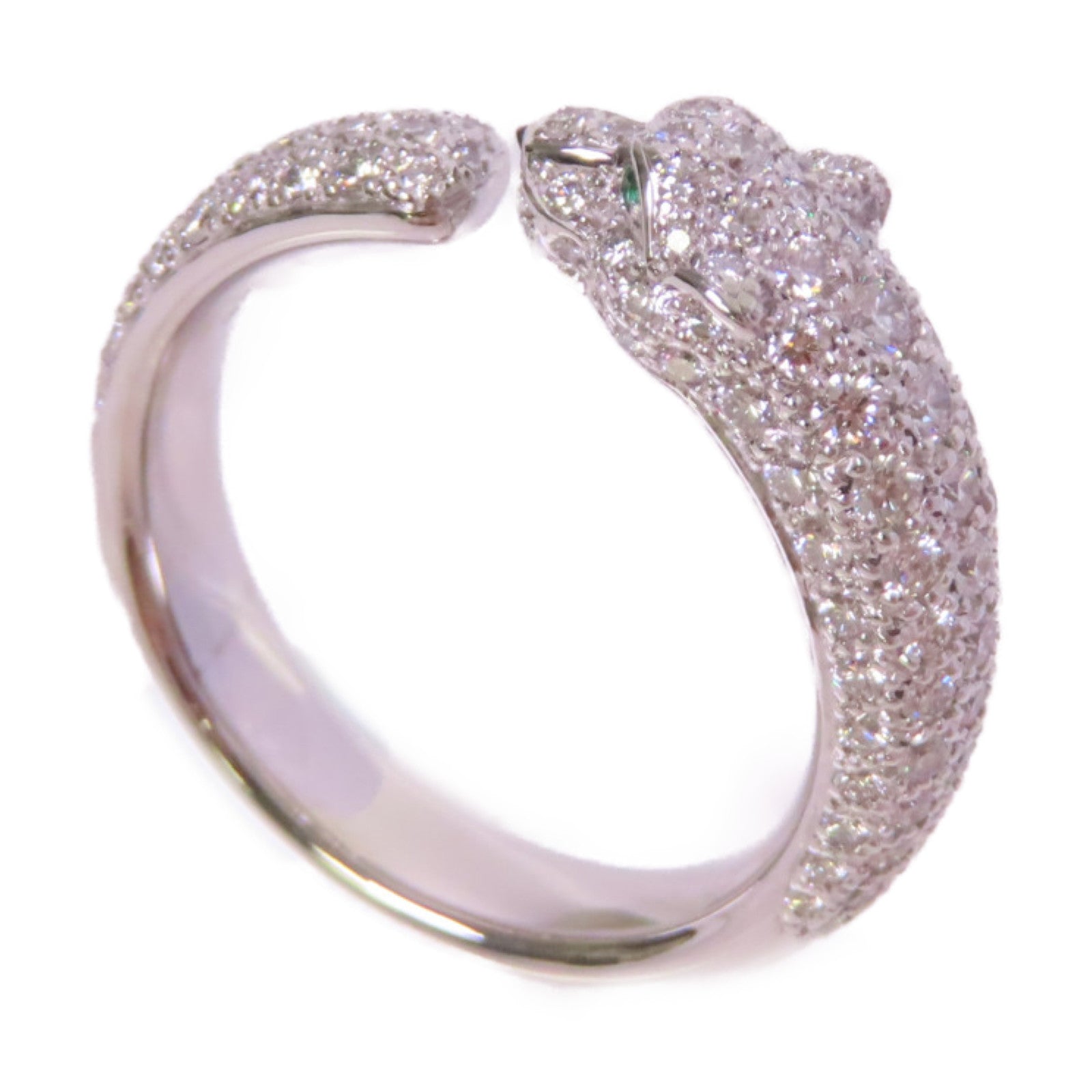 CARTIER 18K白金/鑽石Panthere De Cartier Diamond Ring戒指#58/US#8.25
