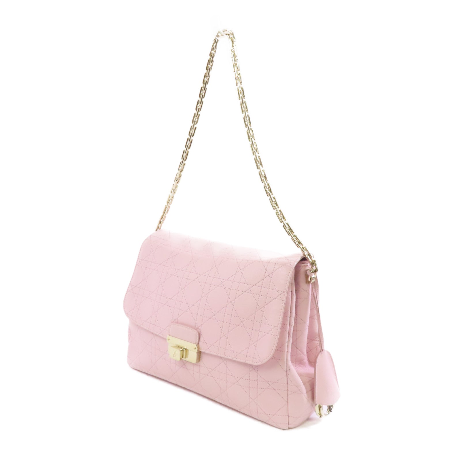 Dior 牛皮皮革Chain Shoulder Bag金扣鏈帶肩背袋粉紅色