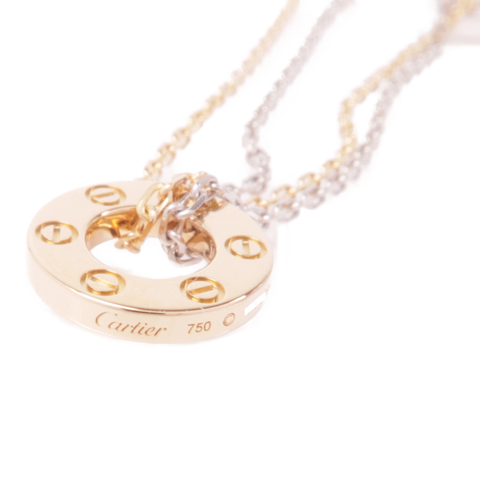CARTIER Love Necklace 6 Diamonds B7219700 18K White Pink Gold Diamond
