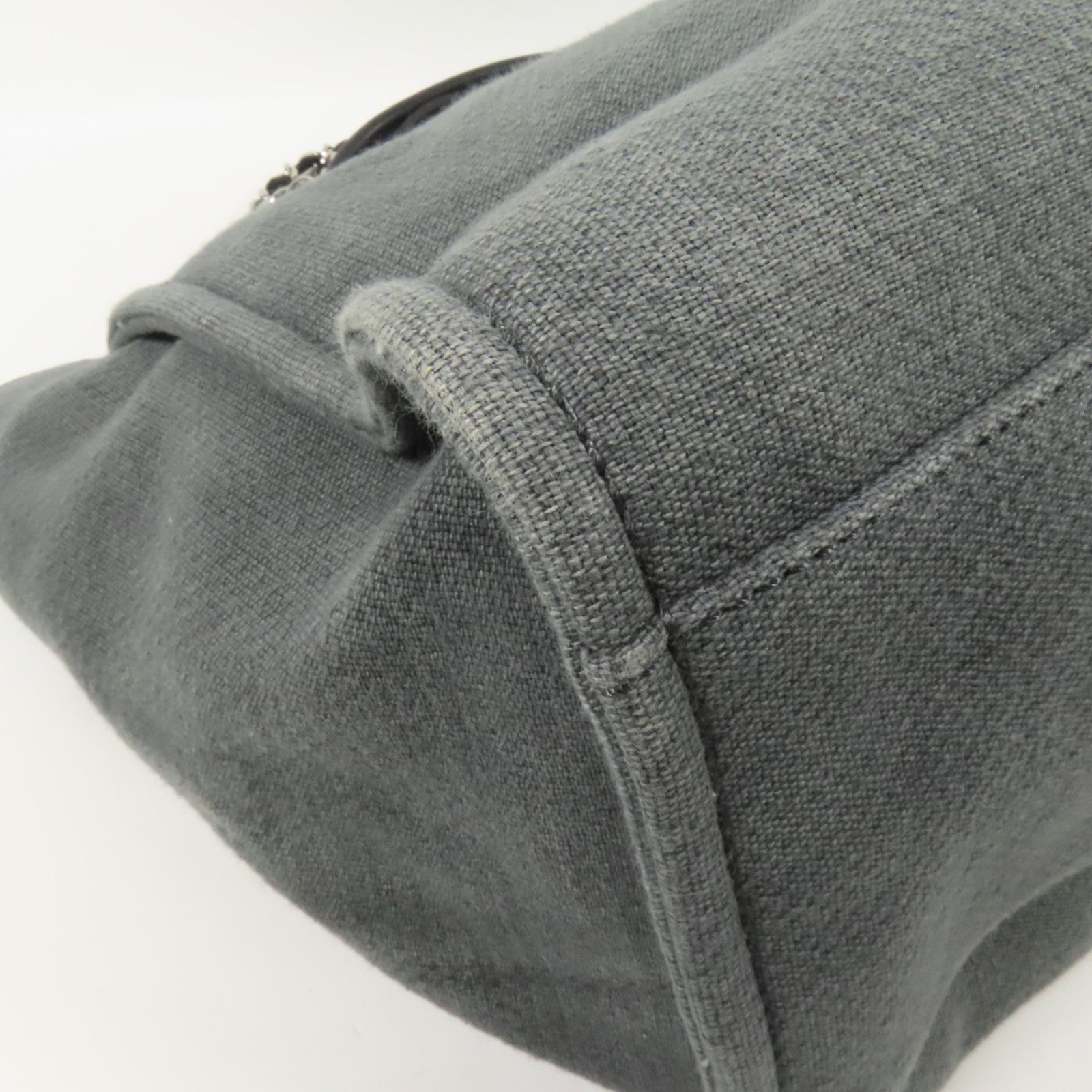 CHANEL 帆布Deauville Tote銀扣鏈帶手挽肩背兩用袋