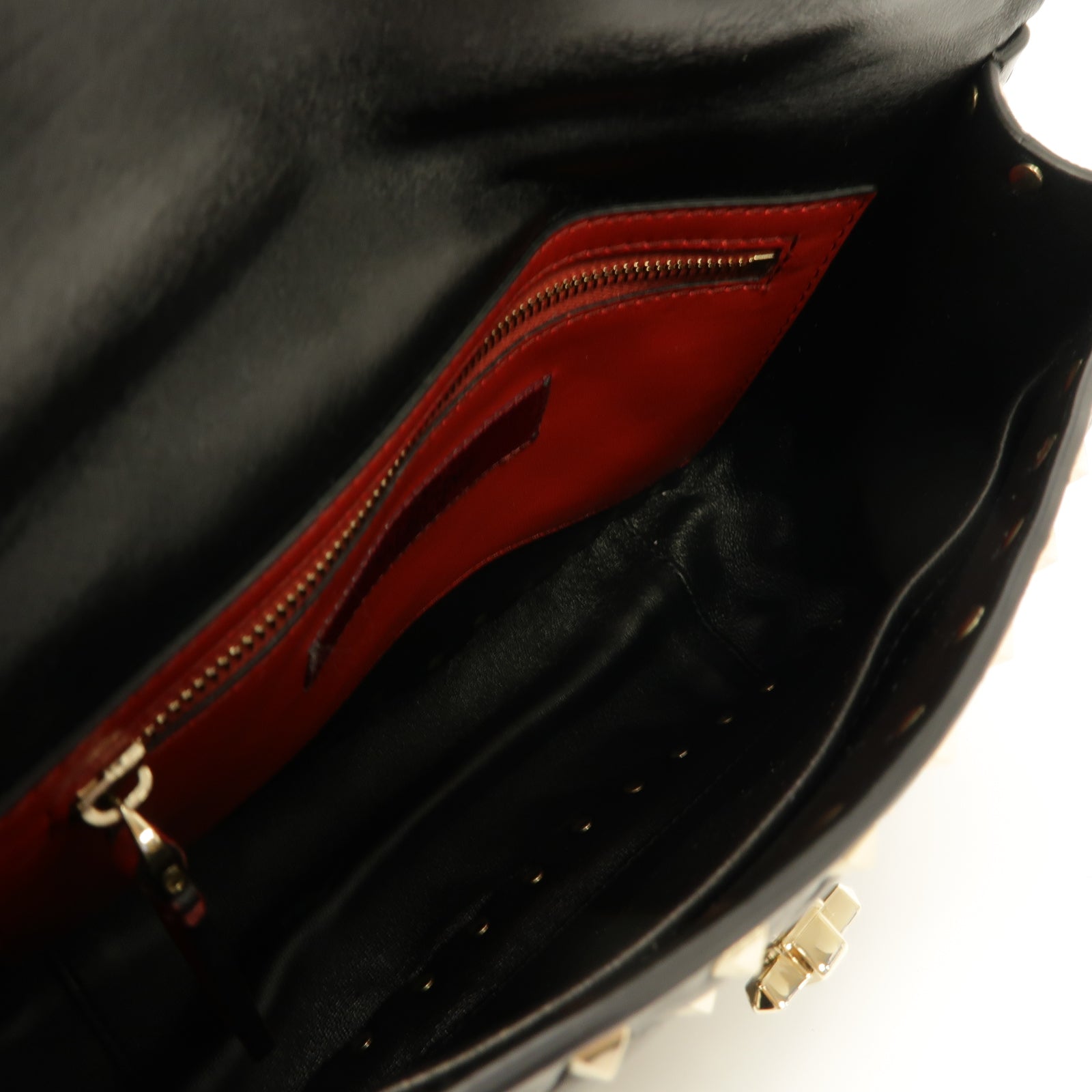 Valentino 牛皮皮革Garavani Rockstud Spike Bag金扣手挽肩背兩用袋黑色