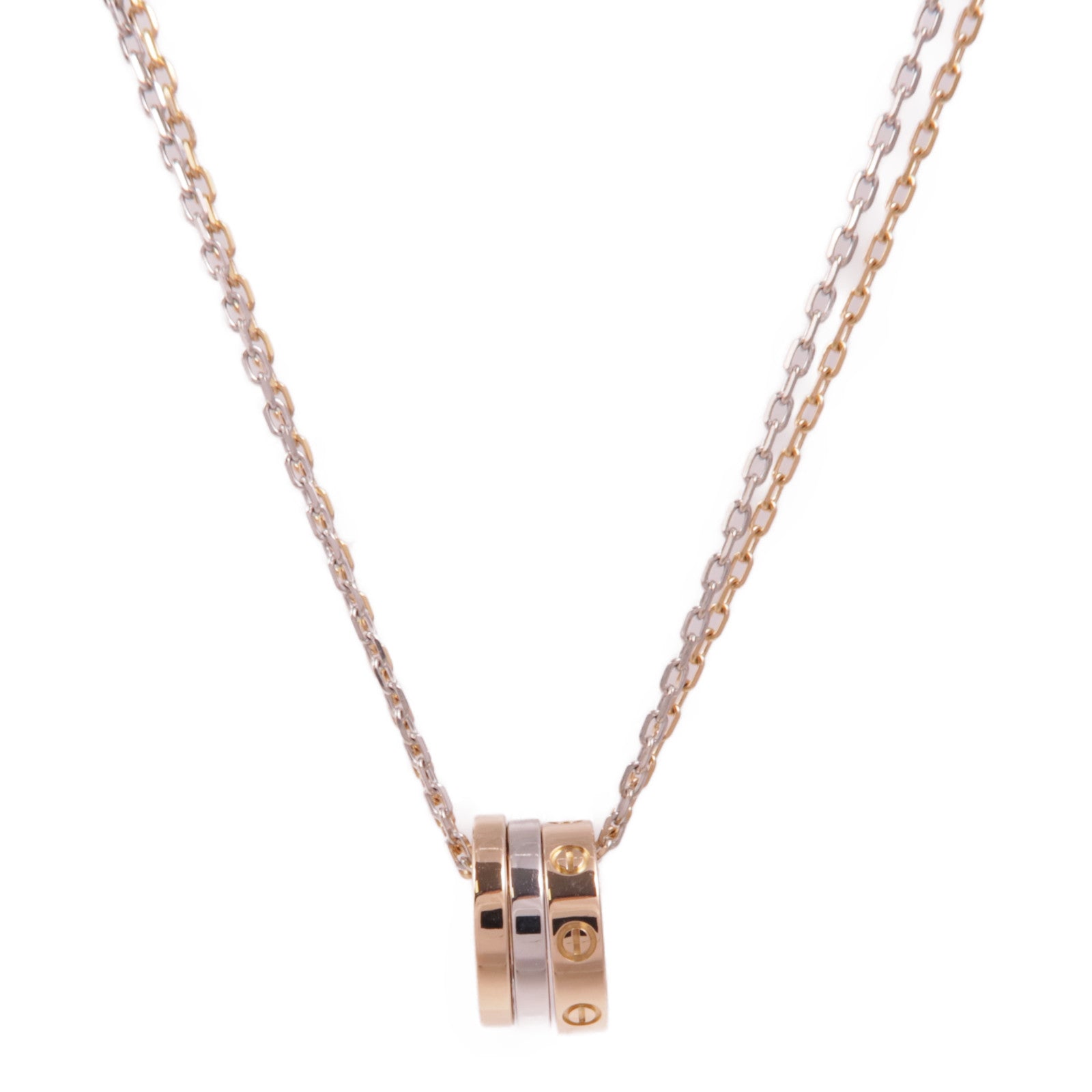 CARTIER 18K白金/玫瑰金Love Necklace 6 Diamonds鑽石項鍊