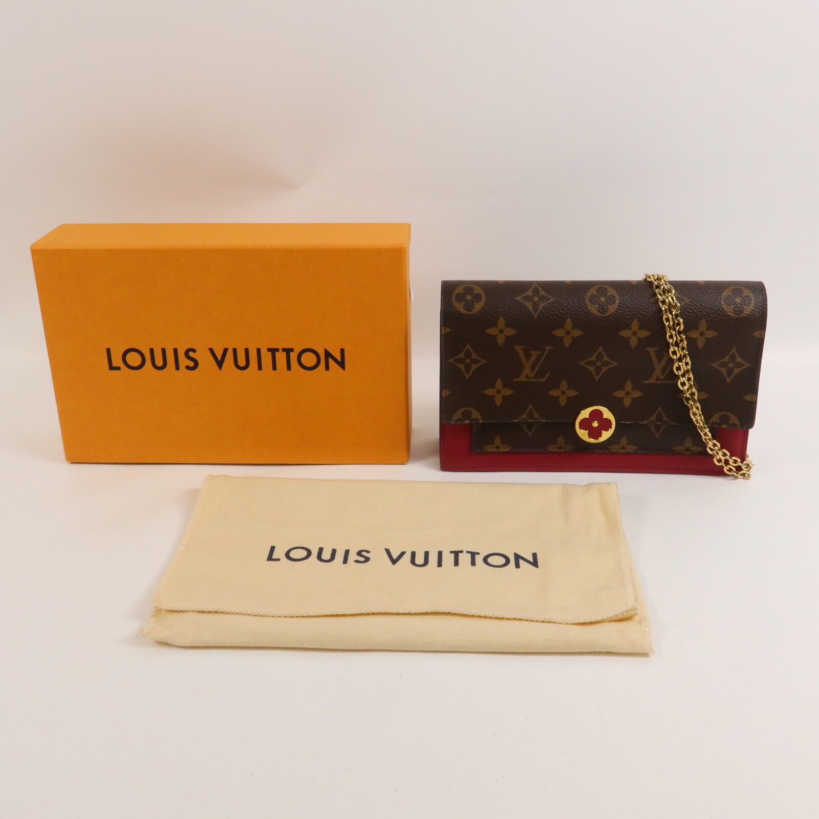 LOUIS VUITTON Monogram Portefeuille Flore鏈帶肩背袋