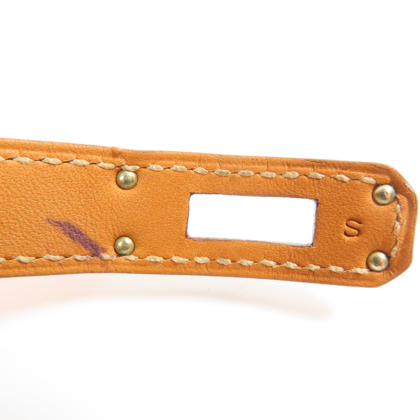 HERMES 牛皮皮革Kelly Double Tour銀扣手帶Feu