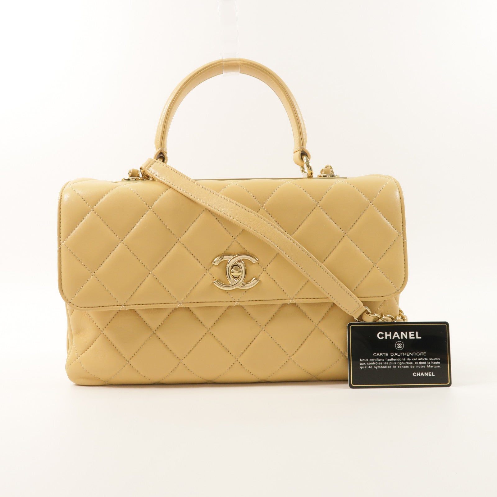 CHANEL 羊皮皮革Trendy CC Bag金扣手挽肩背兩用袋