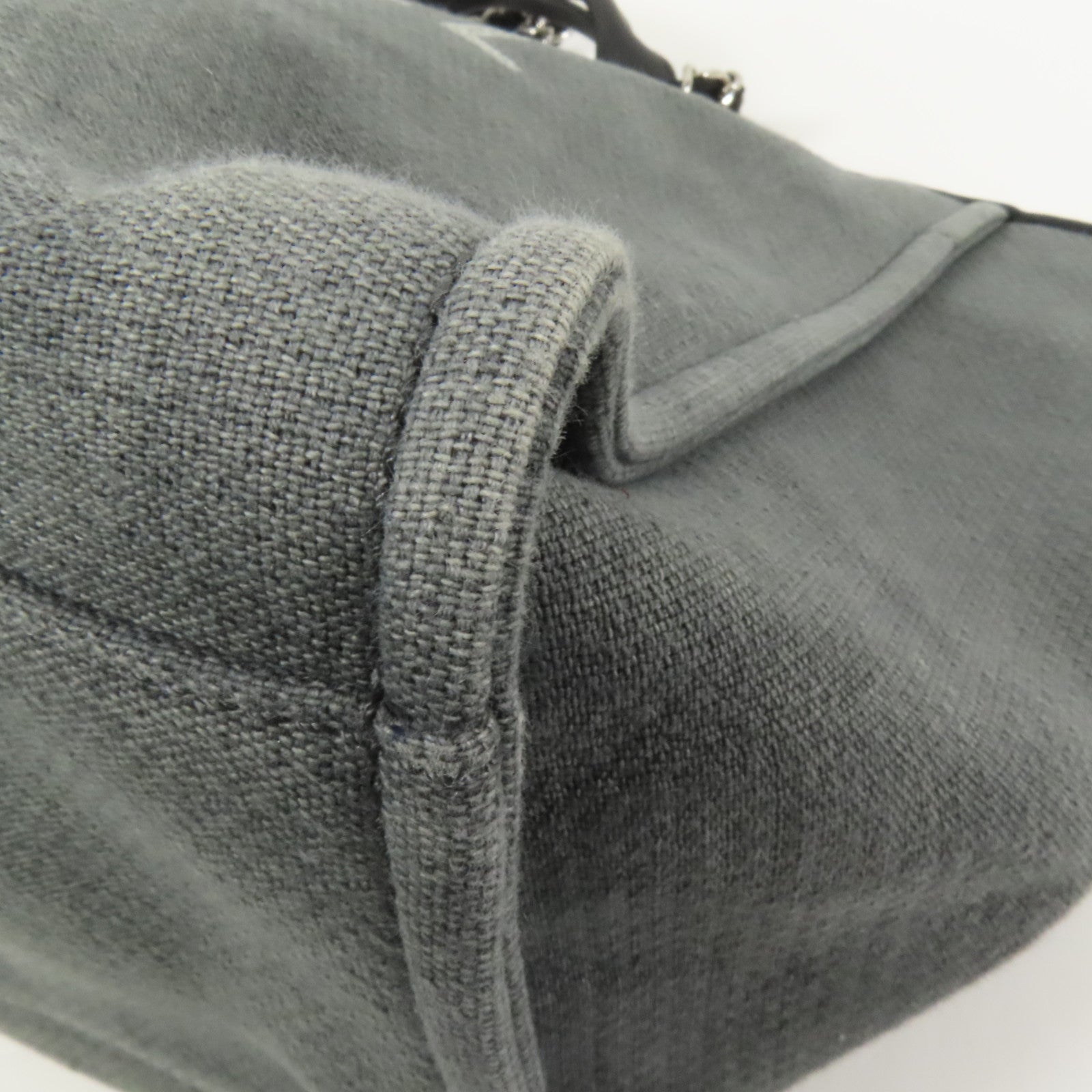 CHANEL 帆布Deauville Tote銀扣鏈帶手挽肩背兩用袋