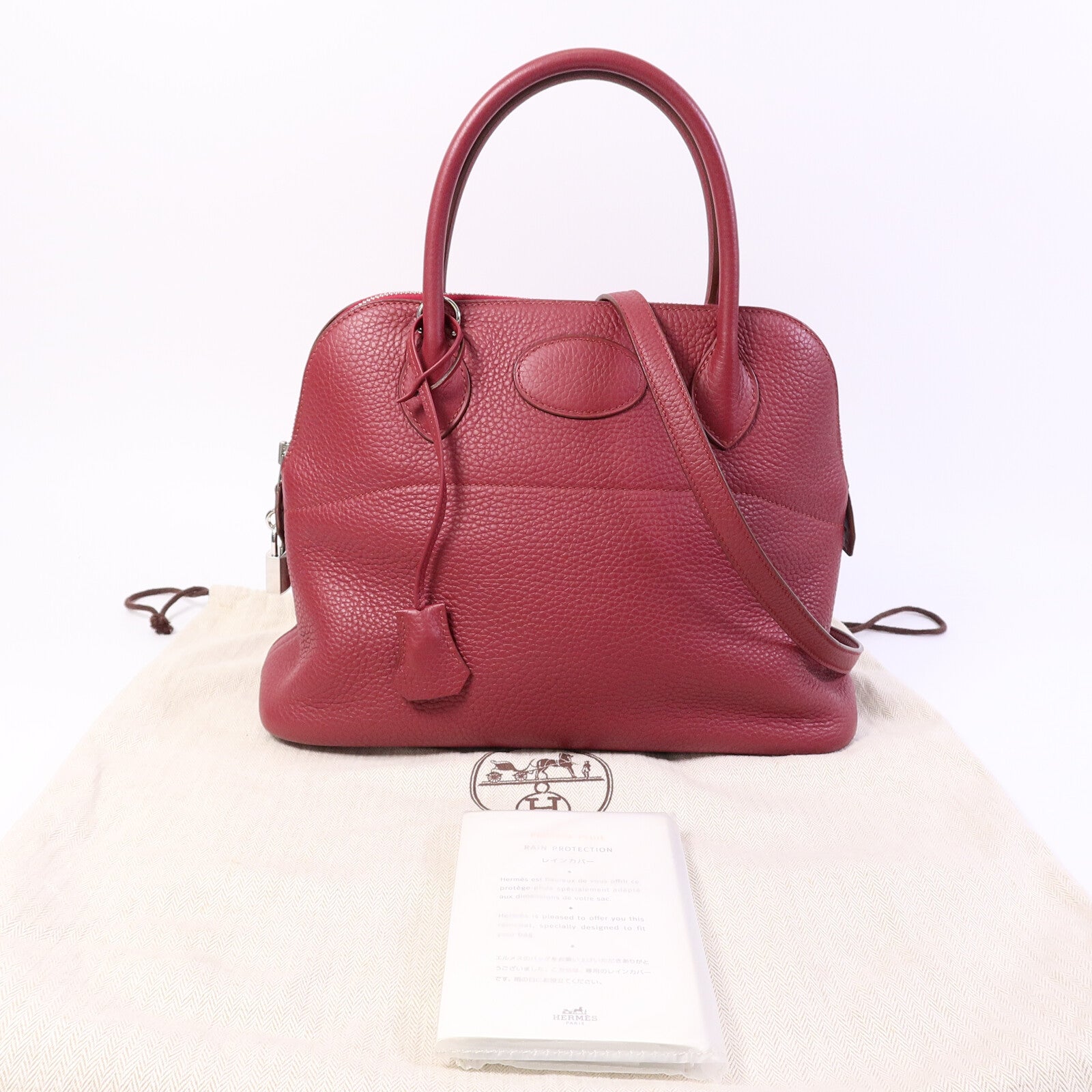HERMES Clemence皮革Bolide 31手挽袋Rubis