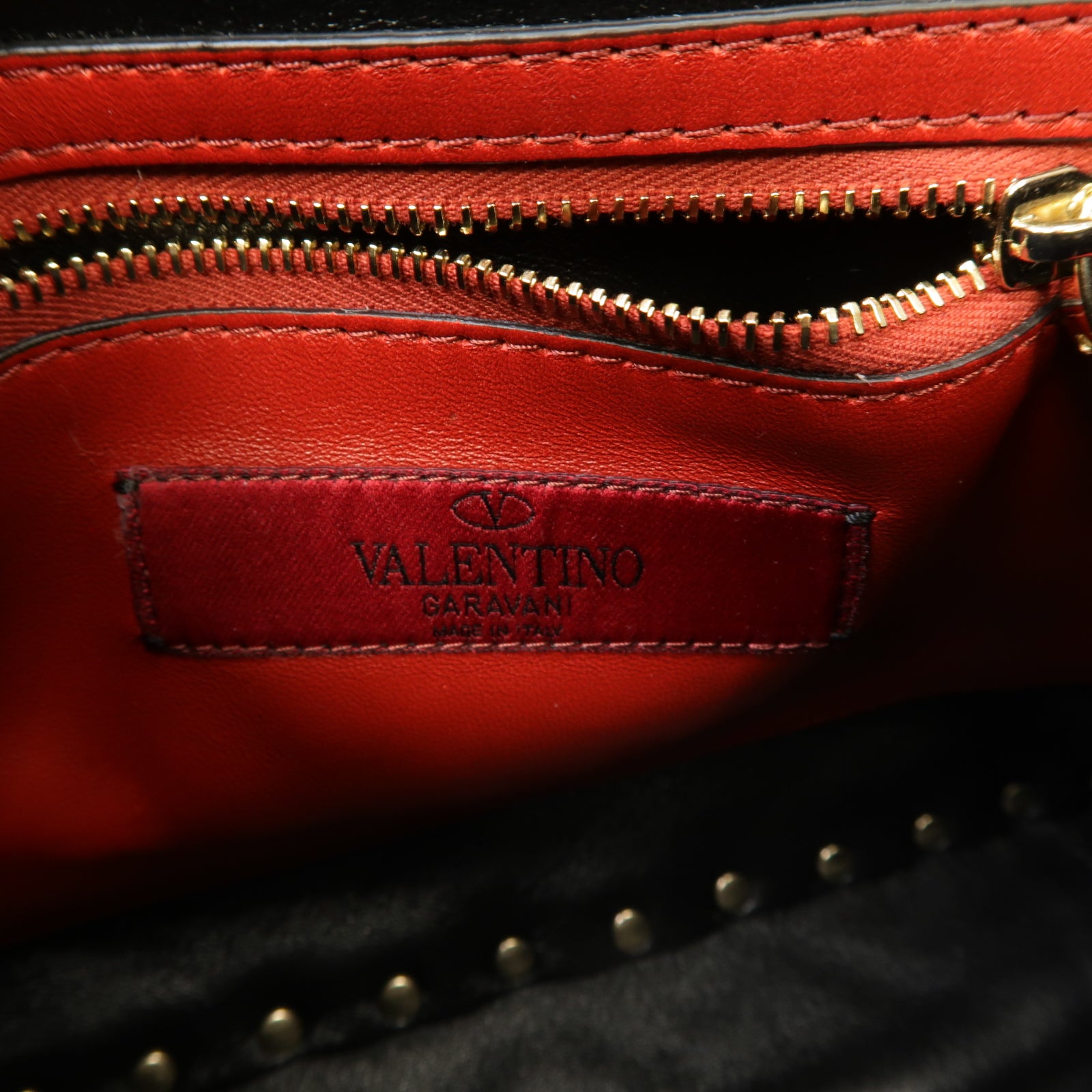 Valentino 牛皮皮革Garavani Rockstud Spike Bag金扣手挽肩背兩用袋黑色