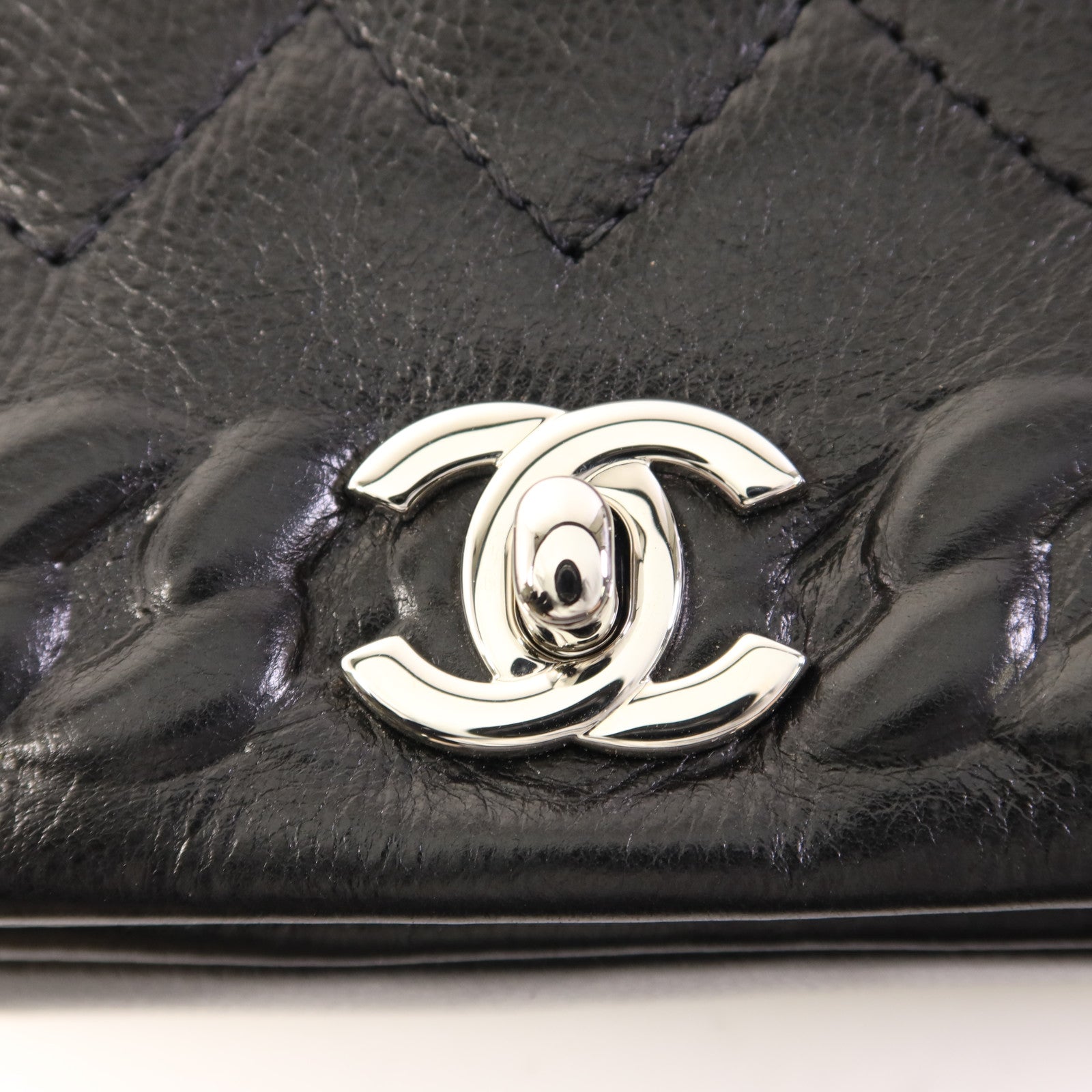 CHANEL 牛皮皮革Chain Shoulder銀扣鏈帶肩背袋