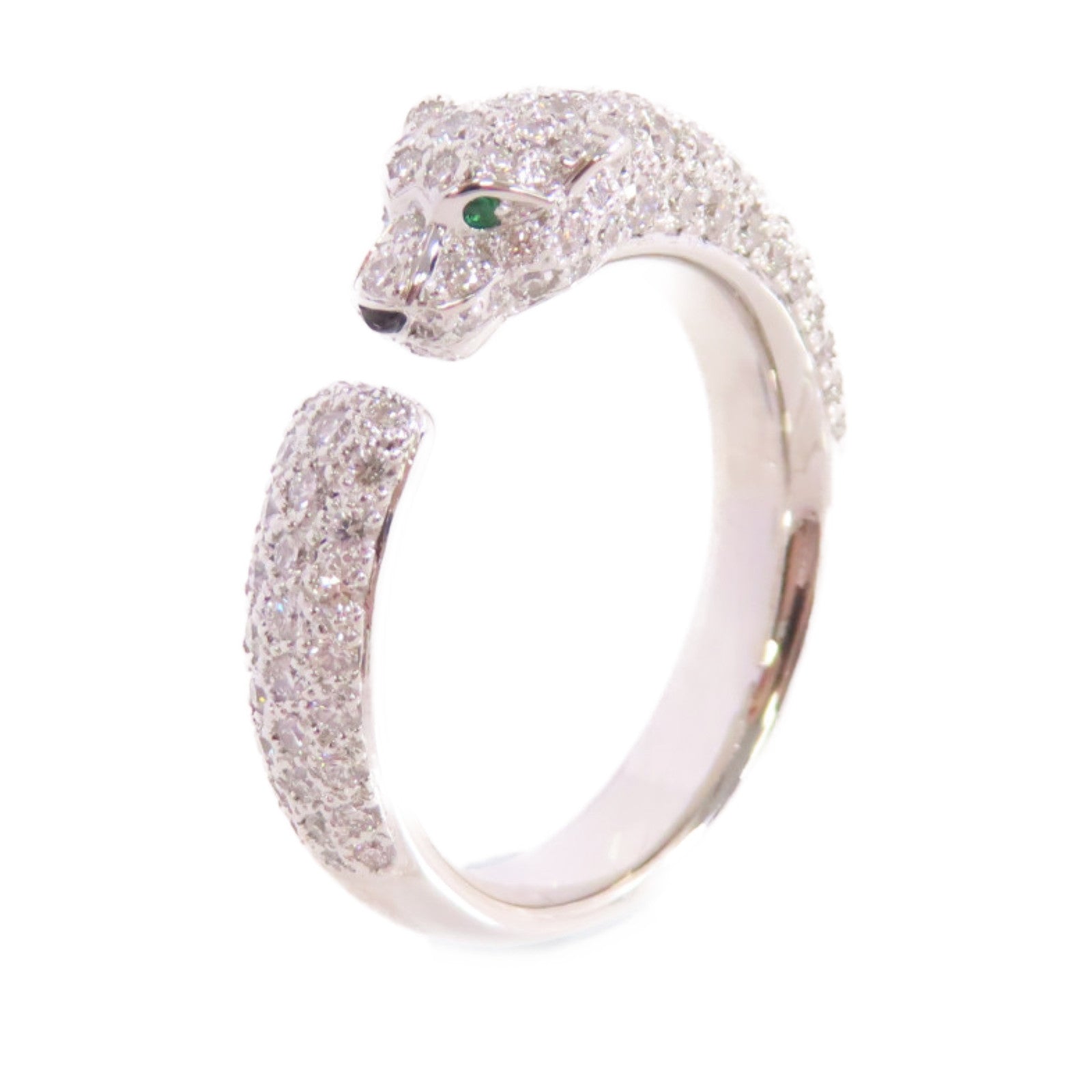 CARTIER 18K白金/鑽石Panthere De Cartier Diamond Ring戒指#58/US#8.25