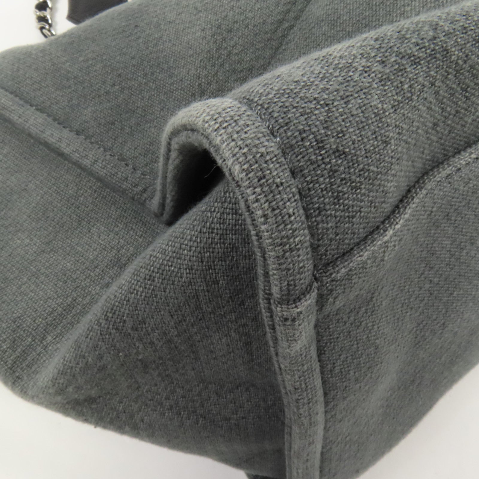 CHANEL 帆布Deauville Tote銀扣鏈帶手挽肩背兩用袋